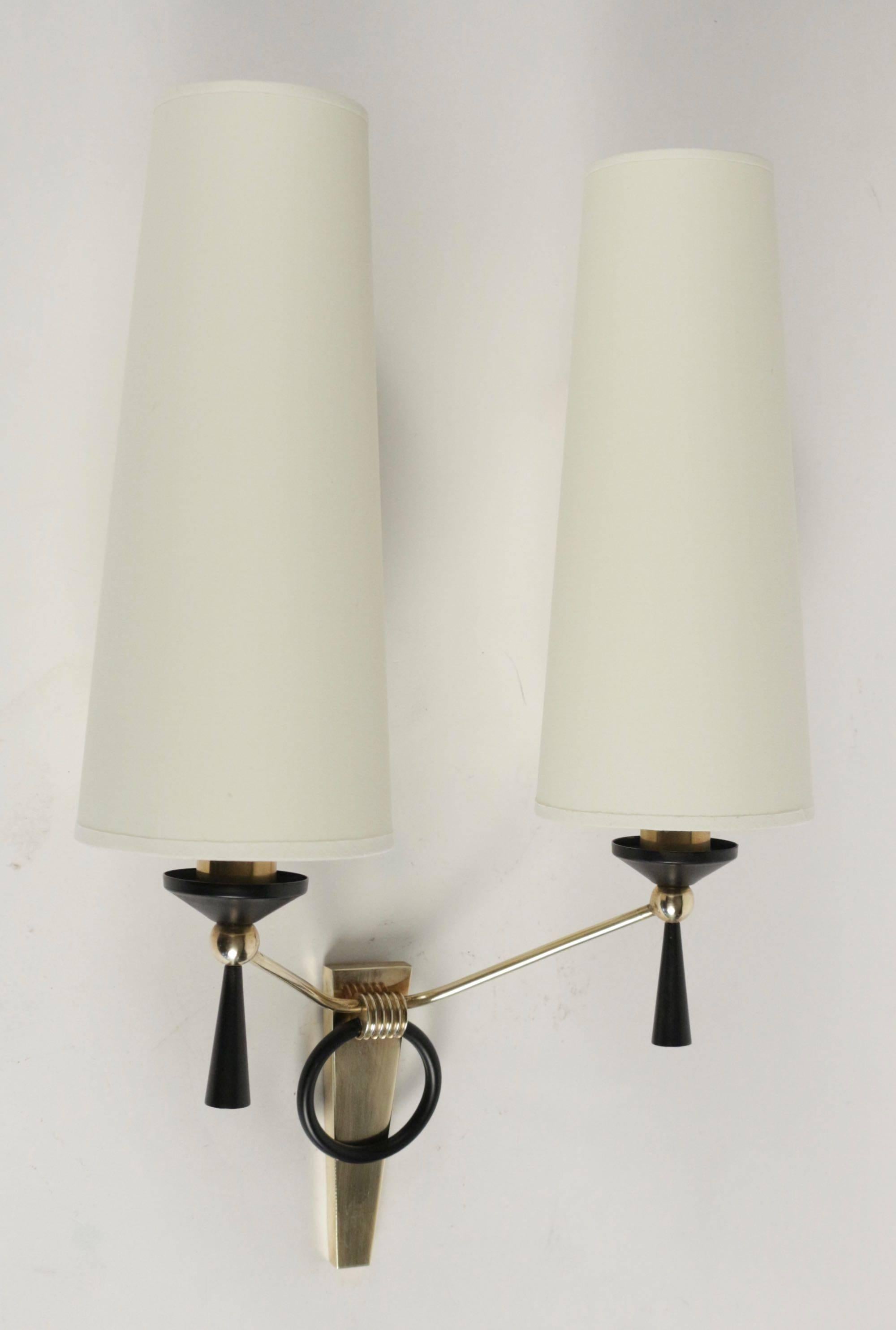 1950 Large Pair of Maison Arlus Wall Lights In Good Condition In Saint-Ouen, FR