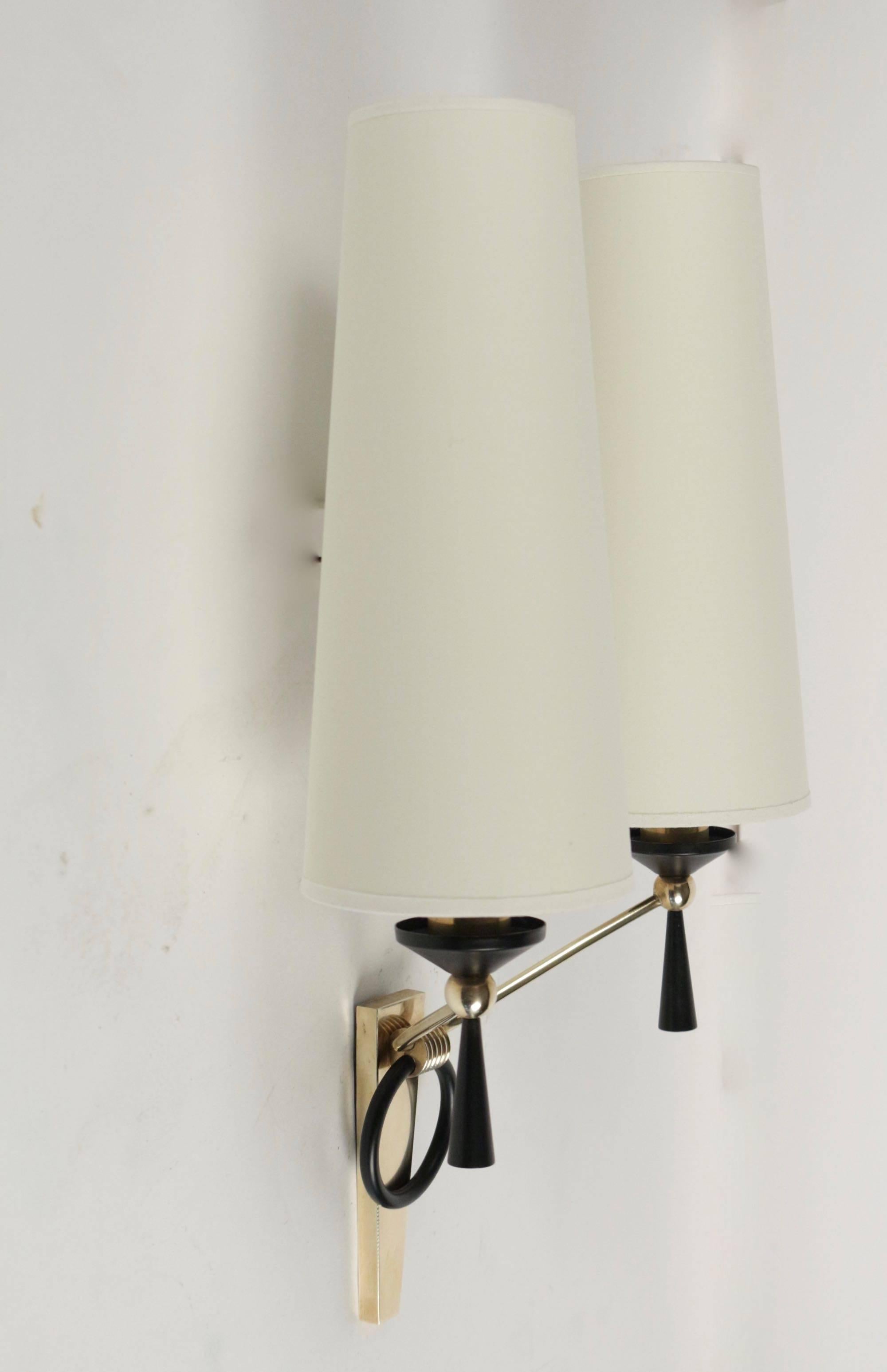 Mid-20th Century 1950 Large Pair of Maison Arlus Wall Lights