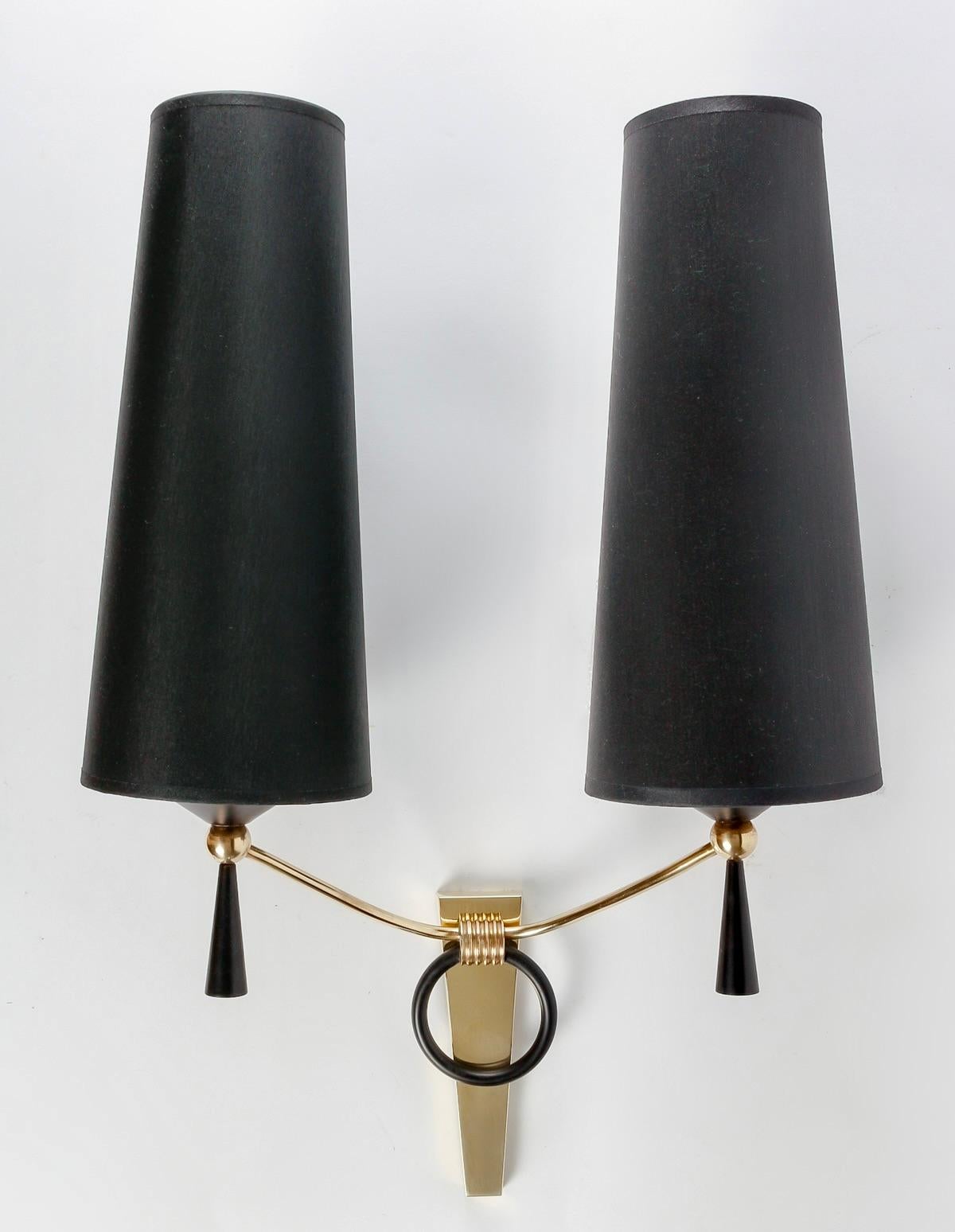 Mid-20th Century 1950 Large Pair of Maison Arlus Wall Lights For Sale