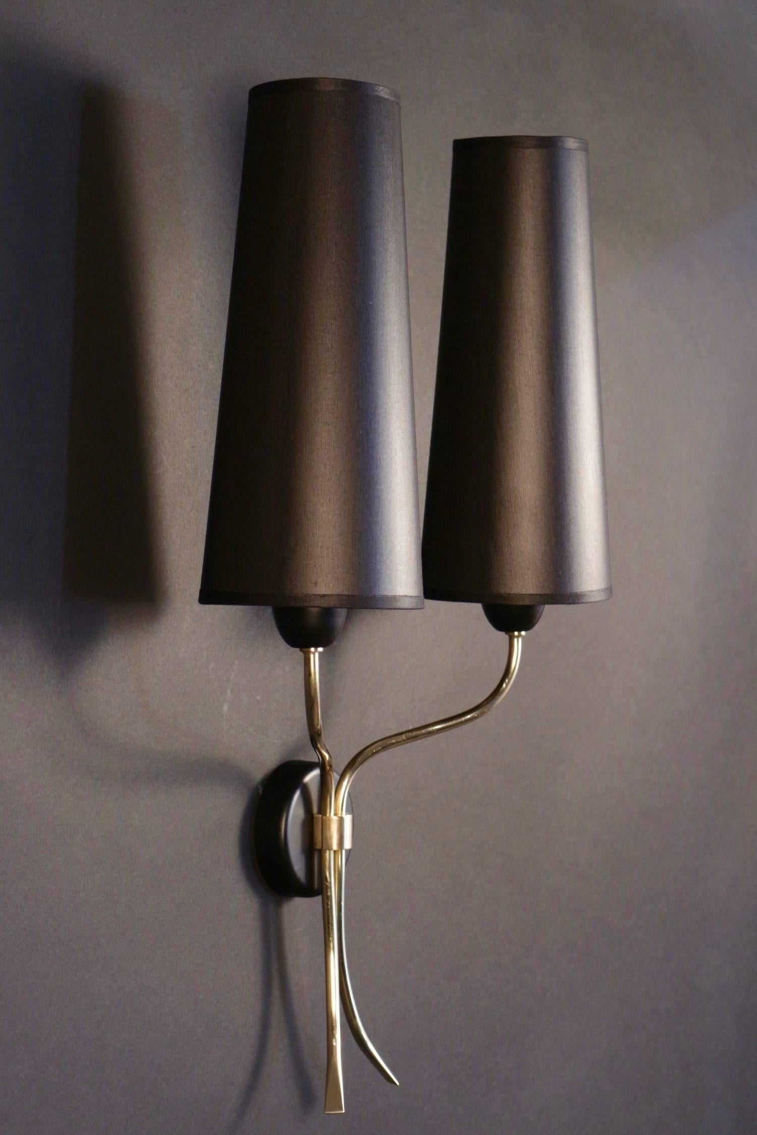 1950 Large Pair of Sconces by Maison Lunel In Good Condition In Saint-Ouen, FR