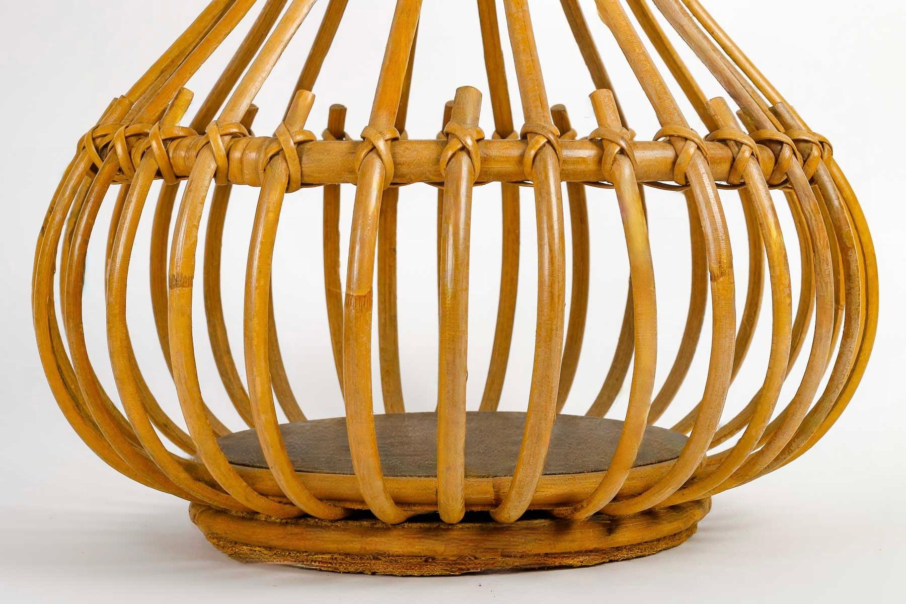 French 1950 Large Rattan lamp by Louis Sognot For Sale