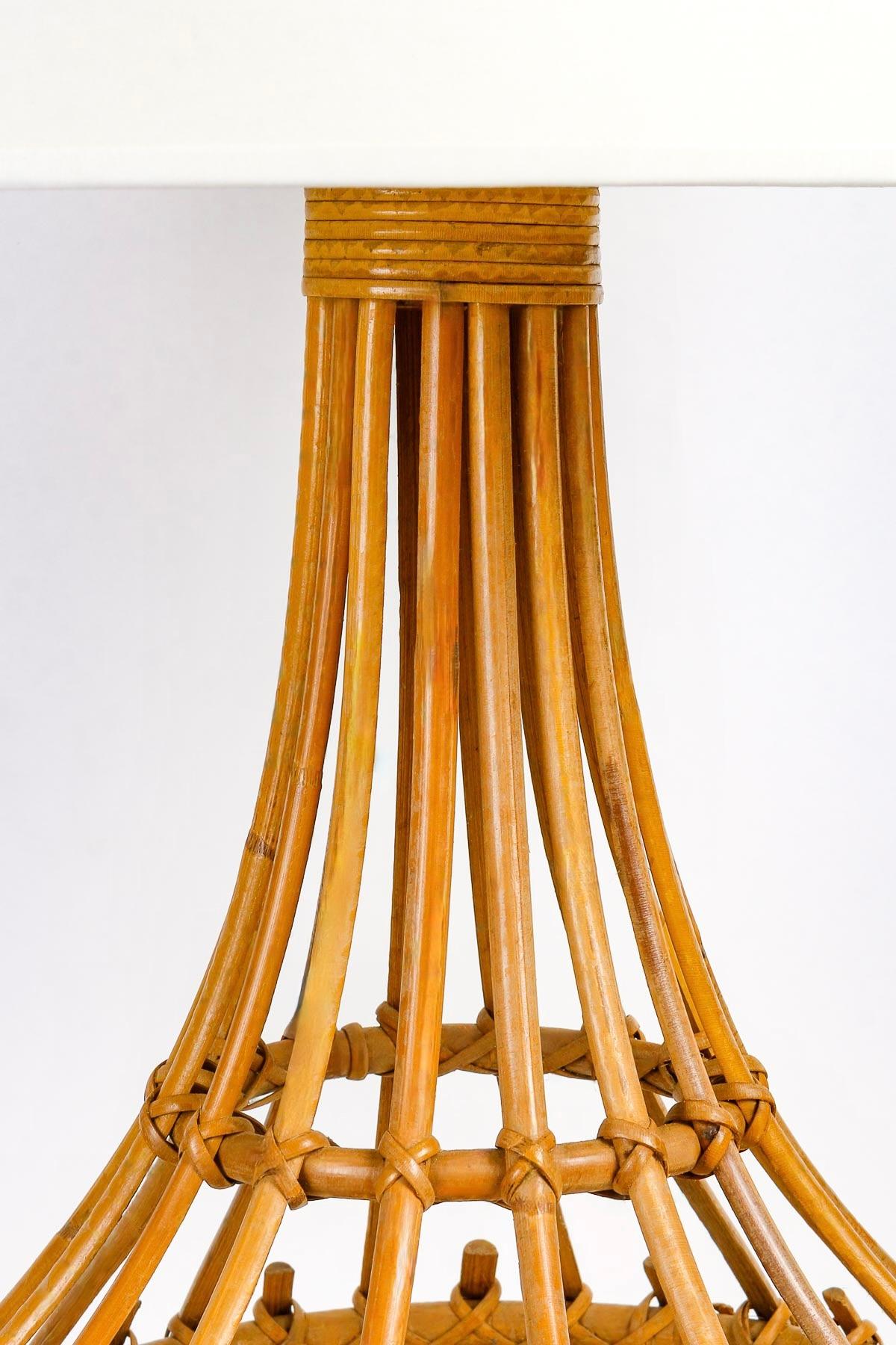 1950 Large Rattan lamp by Louis Sognot In Good Condition For Sale In Saint-Ouen, FR