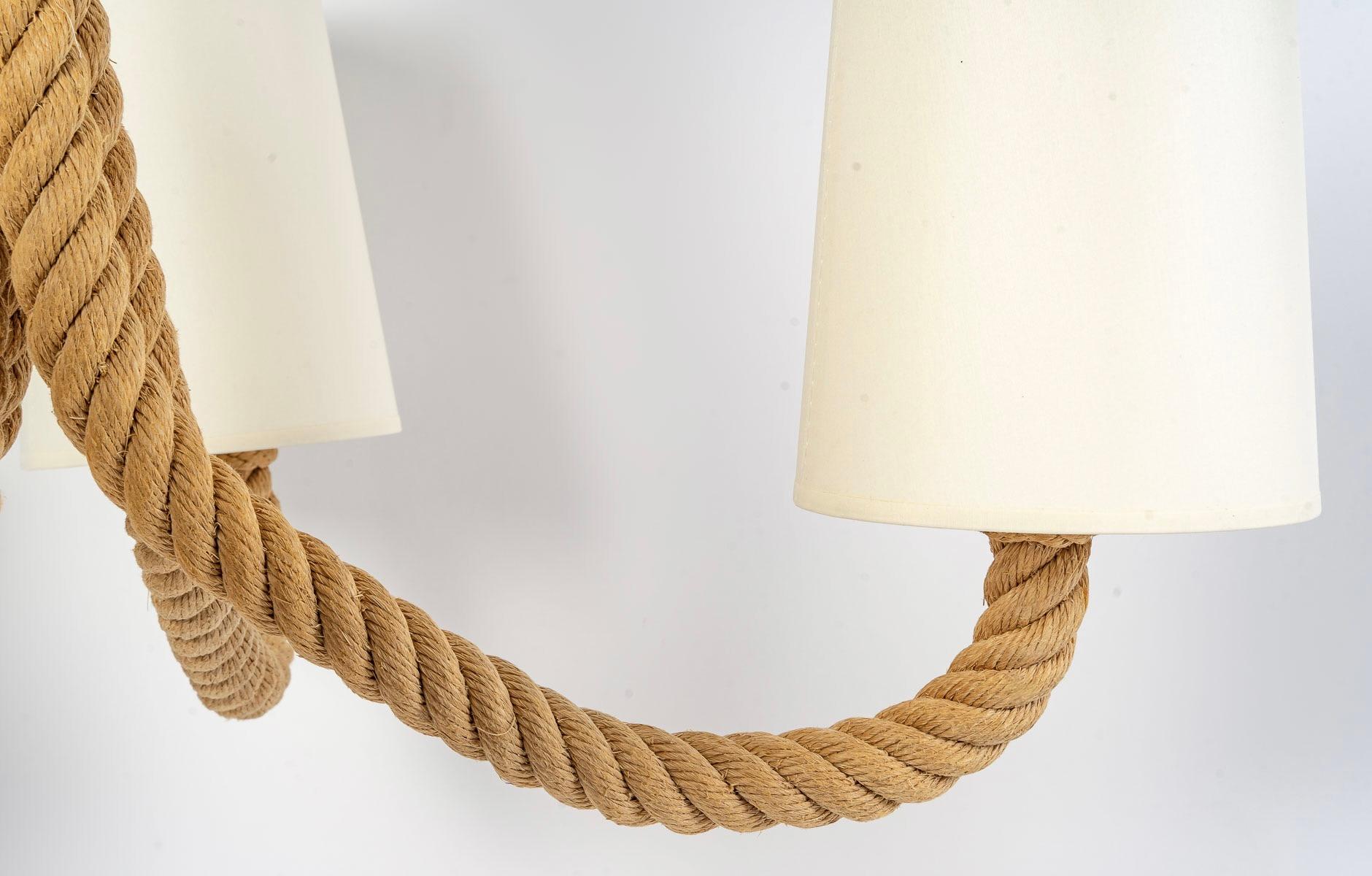 French 1950 Large Rope Chandelier by Adrien Audoux & Frida Minet