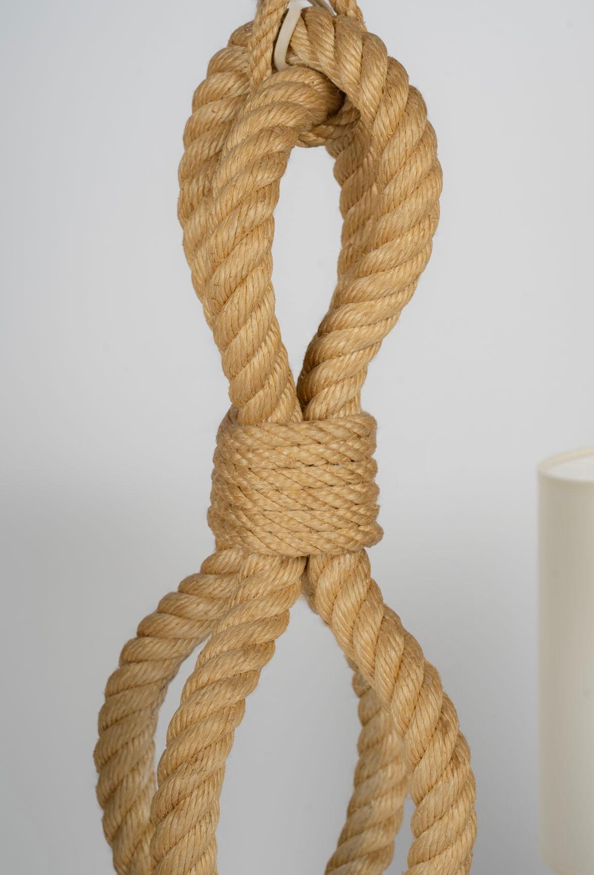 Mid-20th Century  1950 Large Rope Chandelier by Adrien Audoux & Frida Minet For Sale