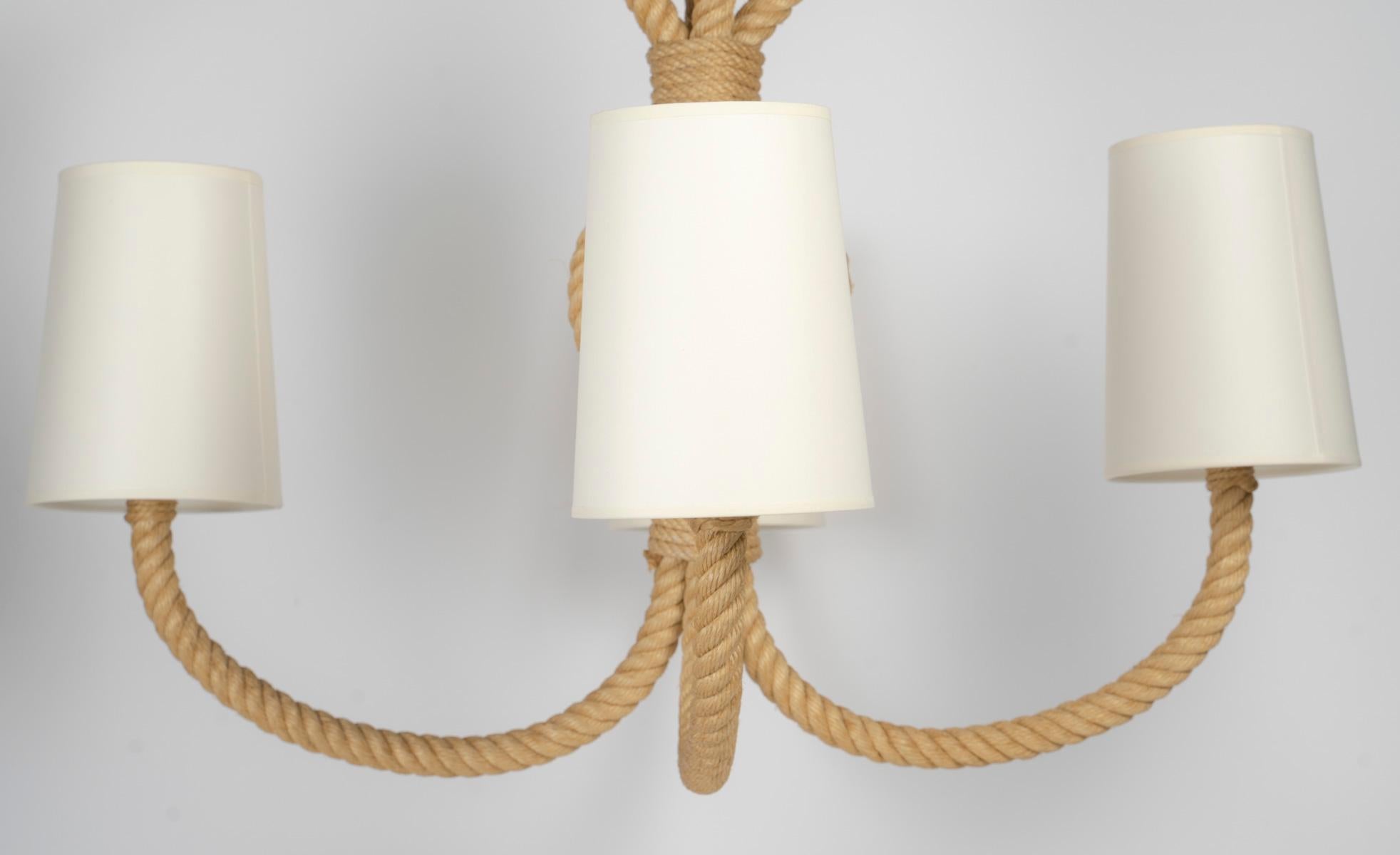 1950 Large Rope Chandelier by Adrien Audoux & Frida Minet For Sale 1