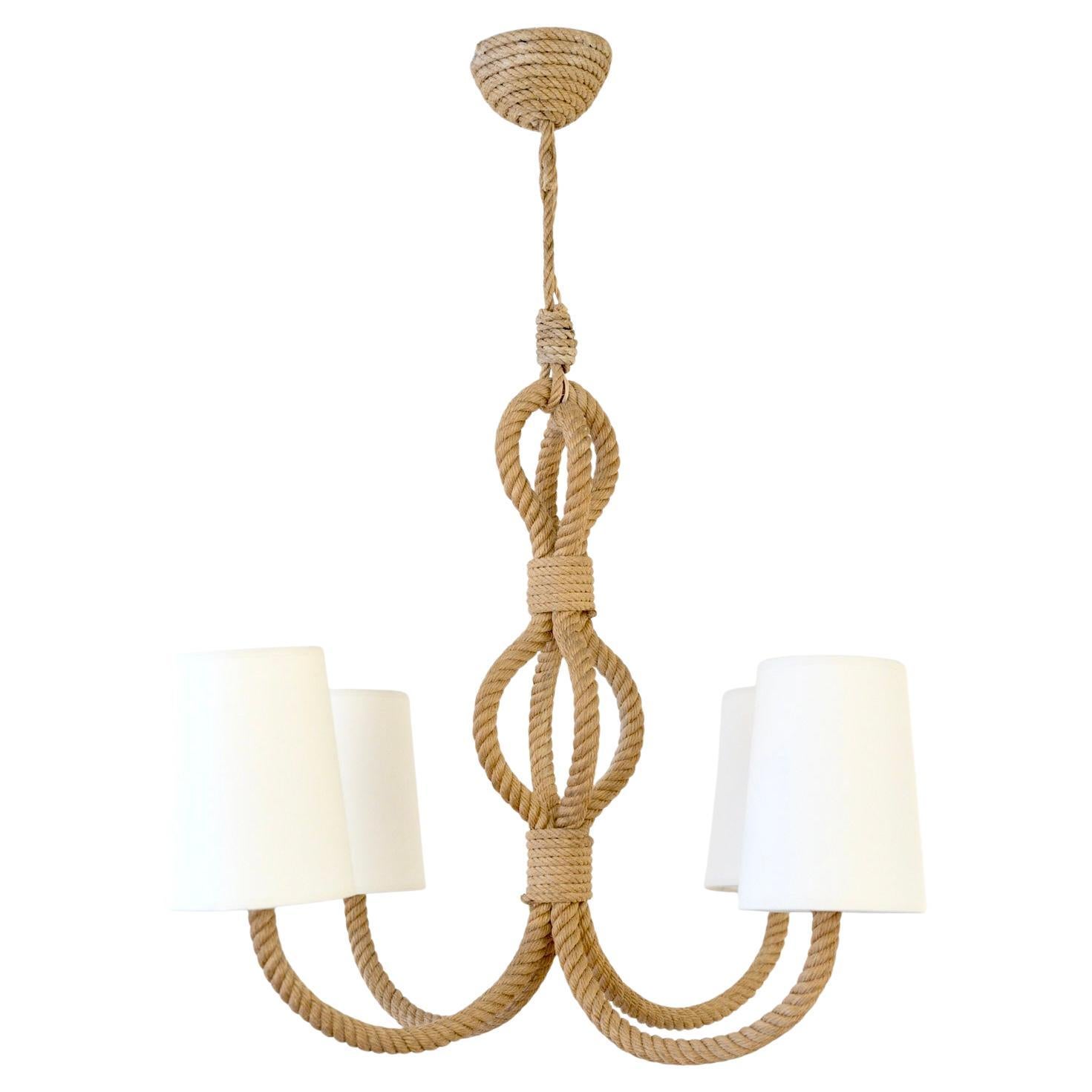 1950 Large Rope Chandelier by Adrien Audoux 
Frida Minet For Sale