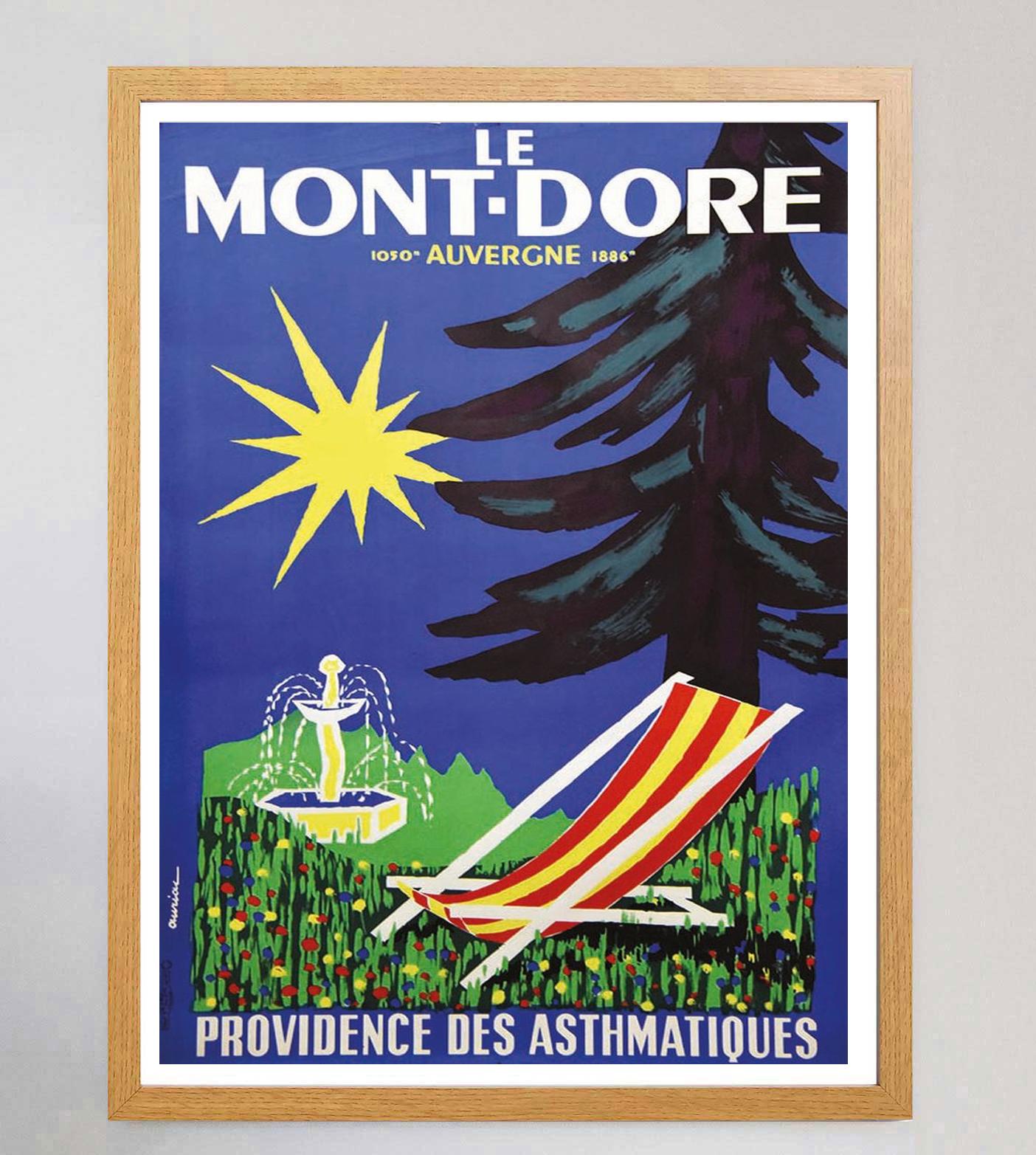 Français Affiche vintage d'origine Auriac Le Monte Dore Auvergne, 1950 en vente