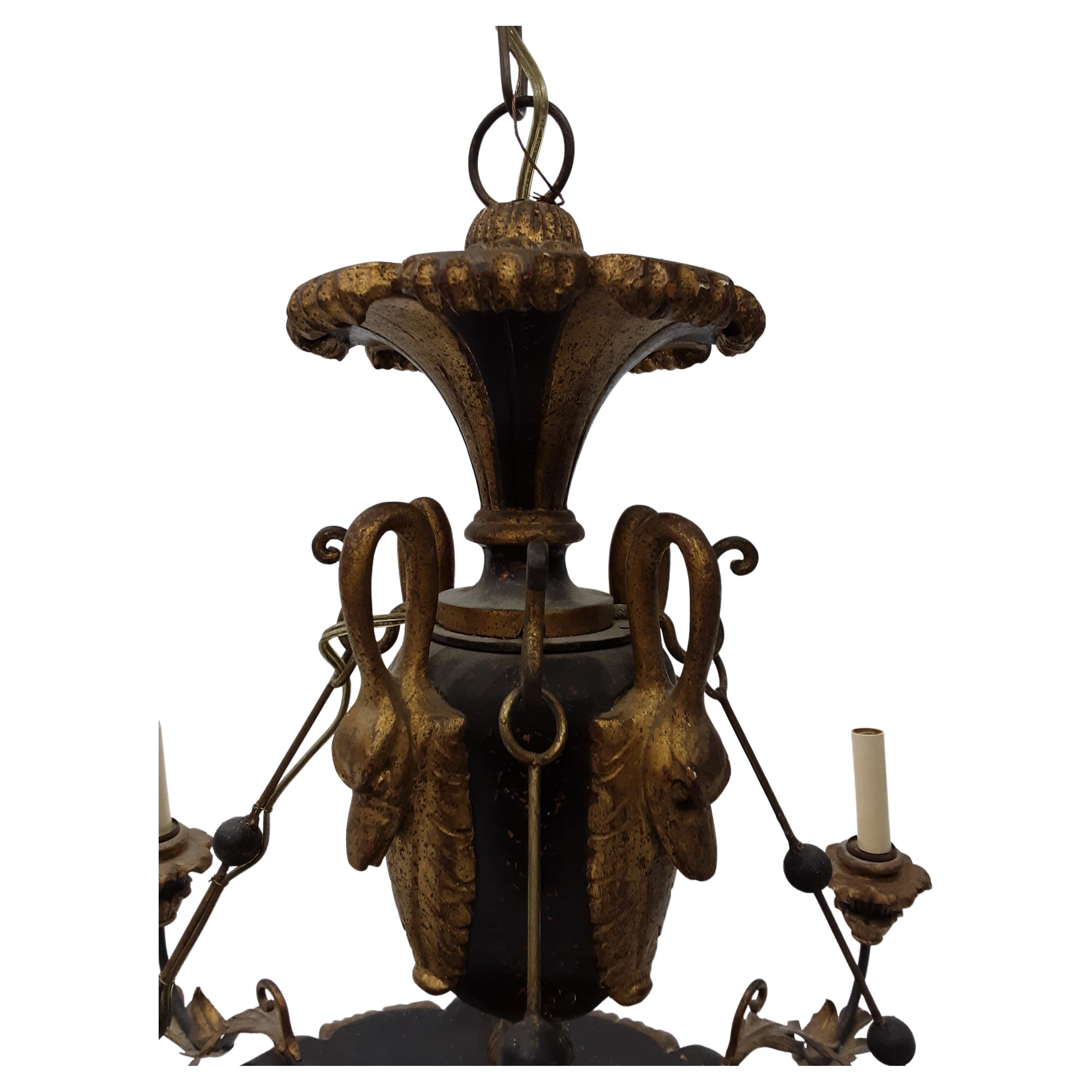 This is an incredibly unique 1930 Italian Renaissance Brass chandelier, painted and of superb quality.