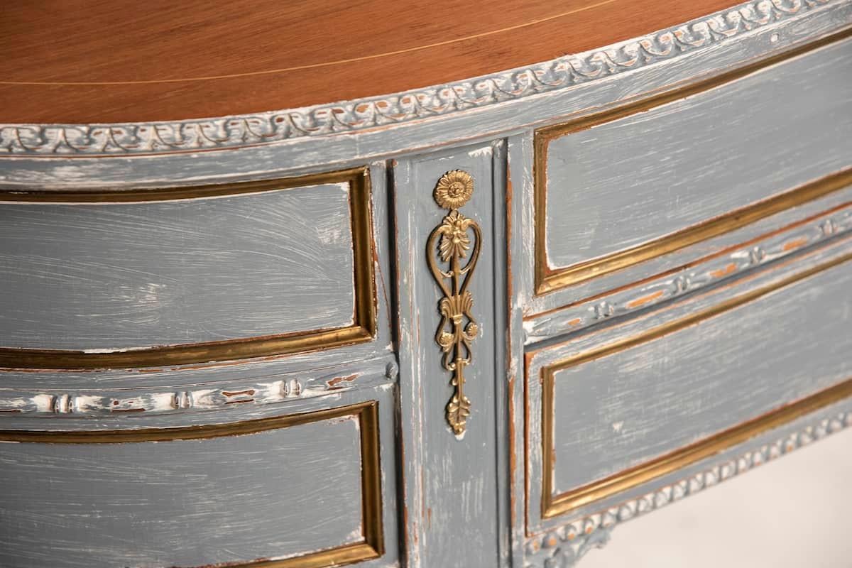 20th Century 1950 Louis XVI Walnut With Original Bronzes Shabby Finish Console Table L 160 For Sale