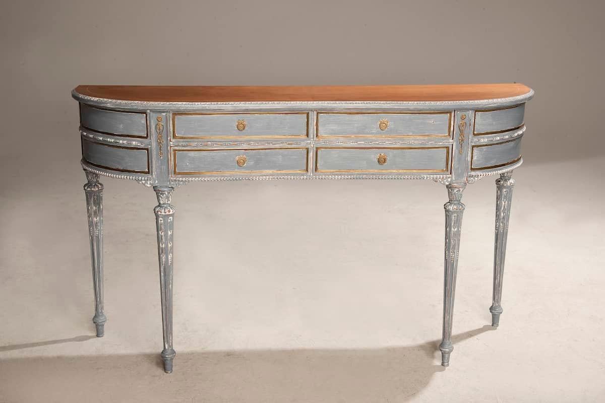 1950 Louis XVI Walnut With Original Bronzes Shabby Finish Console Table L 160 For Sale 3