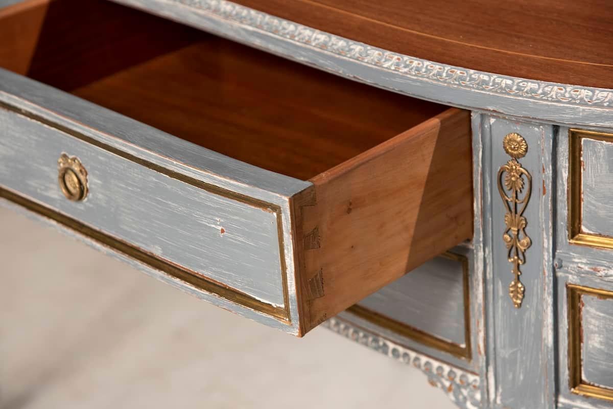 1950 Louis XVI Walnut With Original Bronzes Shabby Finish Console Table L 160 For Sale 5