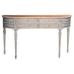 Konsolentisch aus Nussbaumholz im Louis-XVI-Stil mit originalen Bronzen in Shabby-Finish, L 160, 1950