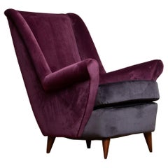 Vintage 1950 Lounge / Easy Chair in Magenta by Designed Gio Ponti for ISA Bergamo, Italy