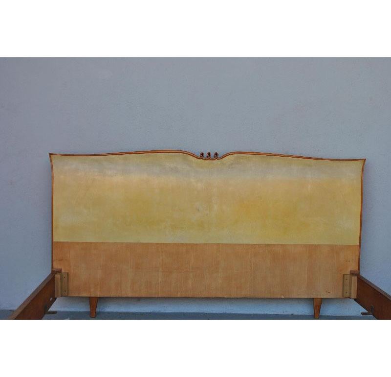 1950 Mahogany Parchment Bed and Marquetry by Paolo Buffa 1