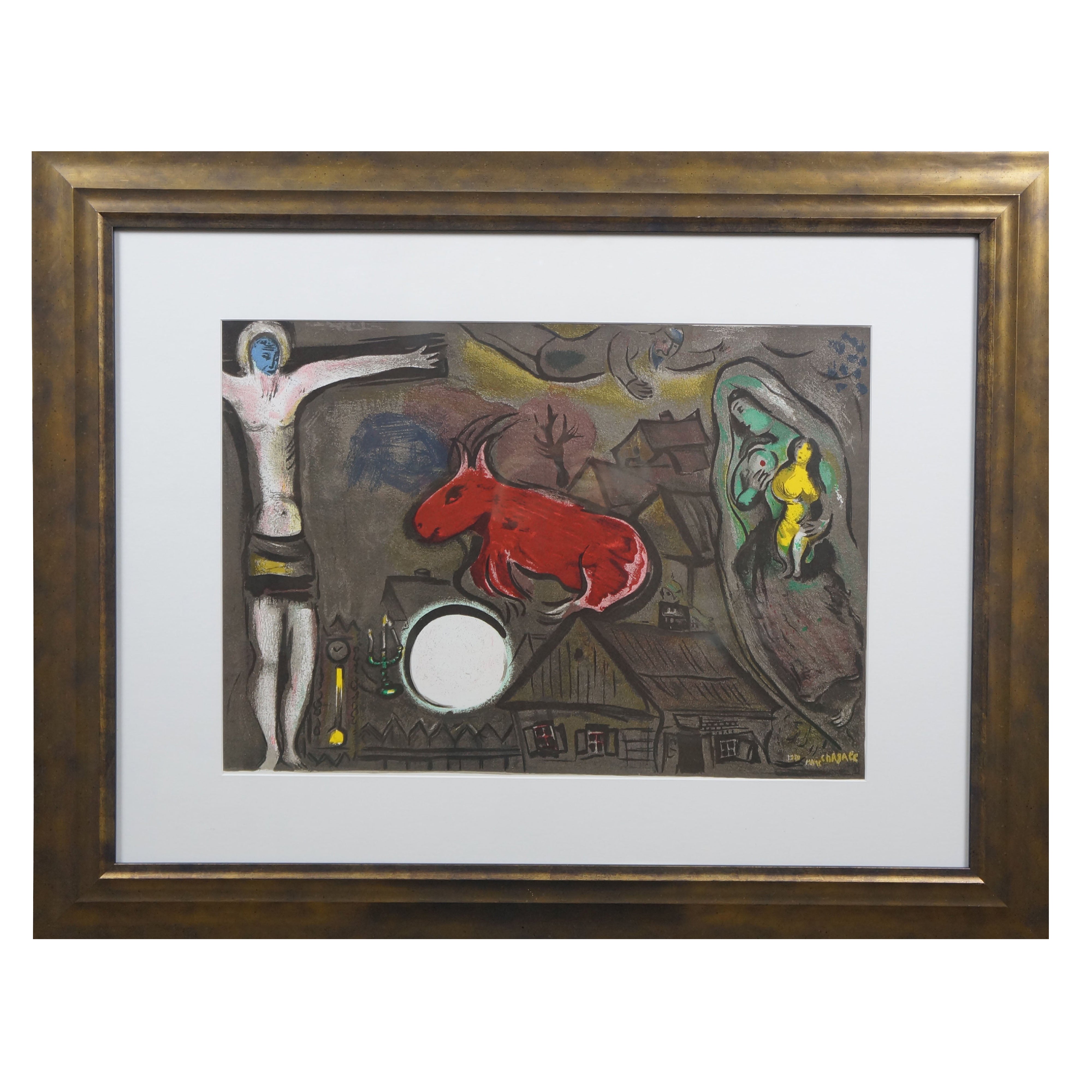 1950 Marc Chagall The Mystical Crucifixion Lithograph Print w COA 32" For Sale