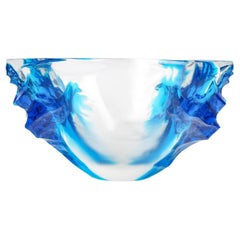 1950 Marc Lalique - Bowl Vase Haiti Clear & Blue Crystal