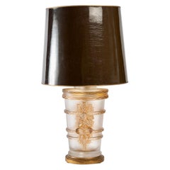 1950 Marc Lalique Faune Pan Lampe aus mattiertem Kristall mit Sepia-Patina