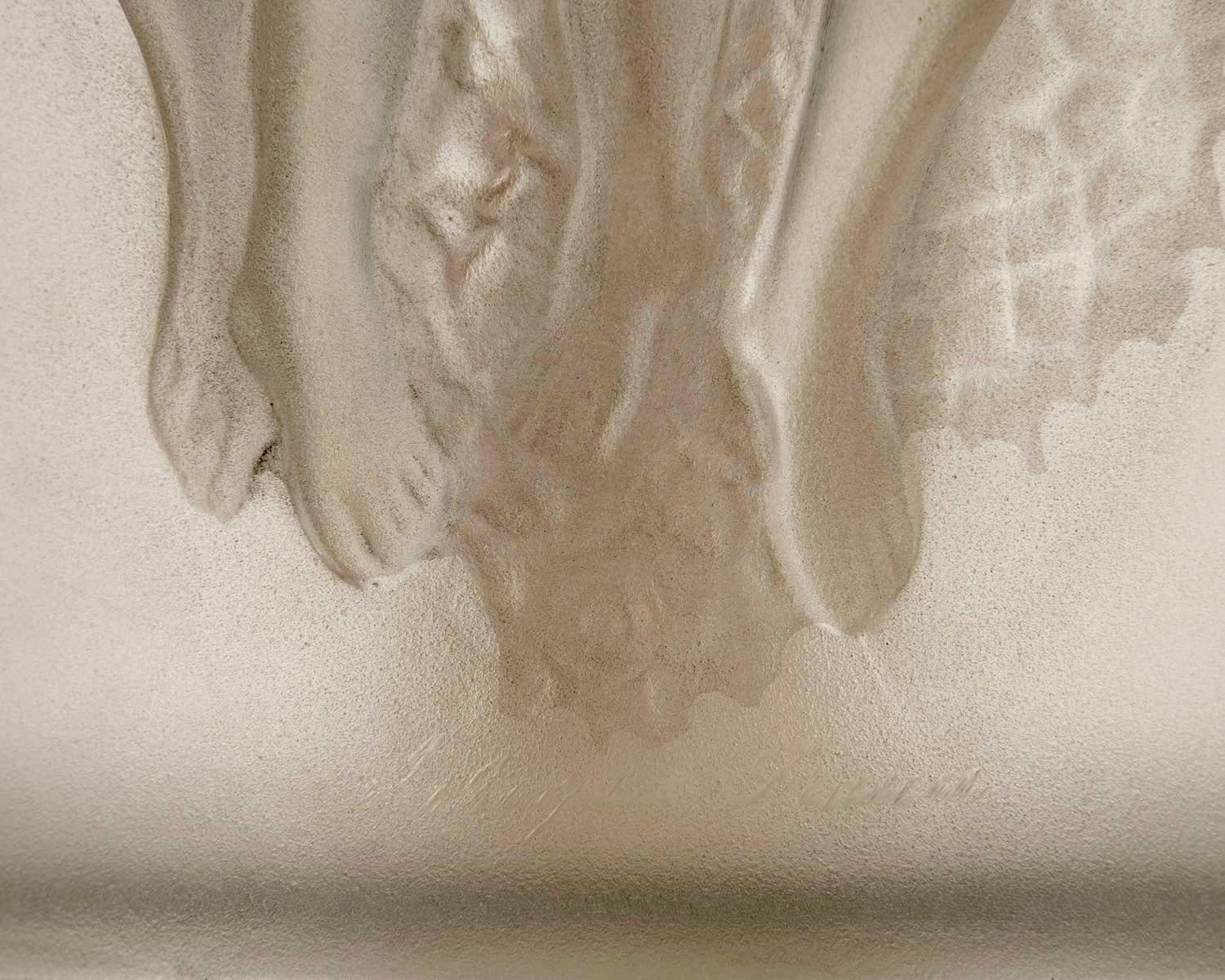 1950 Marc Lalique - Lampada Deux Danseuses Dancing Women in cristallo con patina grigia In condizioni buone in vendita a Boulogne Billancourt, FR