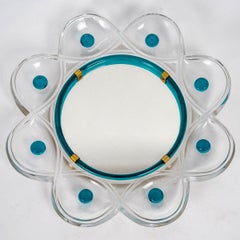Miroir Floride 1950 Marc Lalique transparent et cristal turquoise