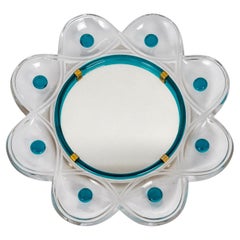 Miroir Floride 1950 Marc Lalique transparent et cristal turquoise 