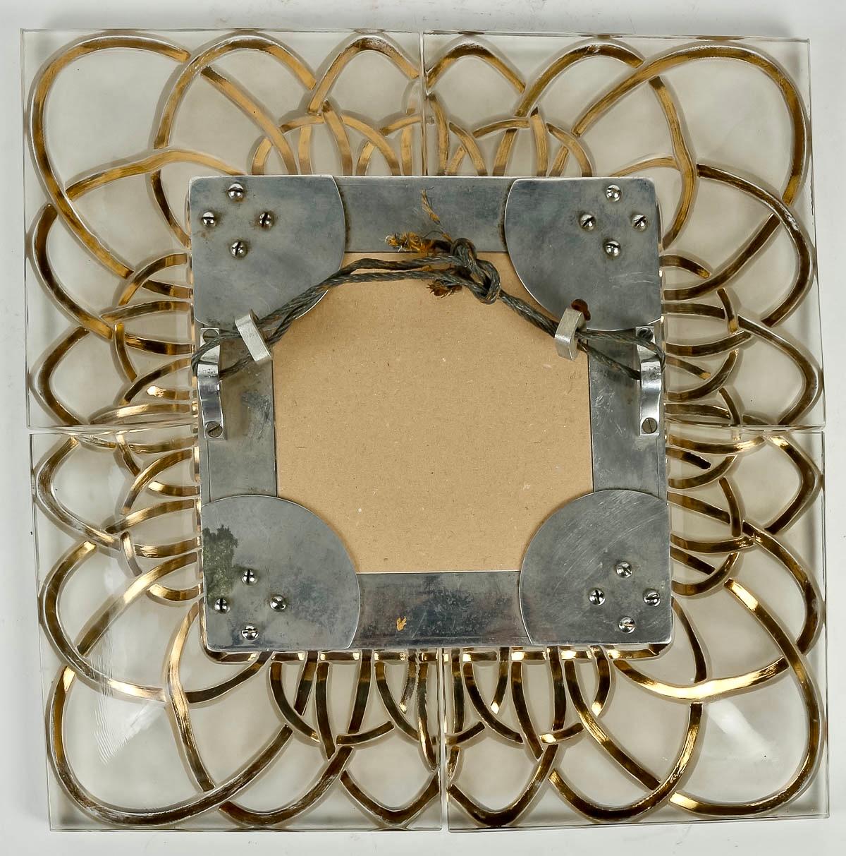Mid-20th Century 1950 Marc Lalique Mirror Hollywood Regency Entrelacs Crystal Gold Enamel 