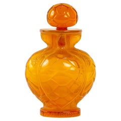 1950 Marc Lalique N°7 Tortue Turtle Morabito Perfume Bottle Orange Glass Middle