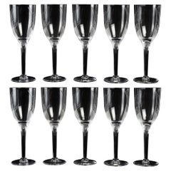 1950 Marc Lalique Set of 10 Ange Champagne Glasses Crystal