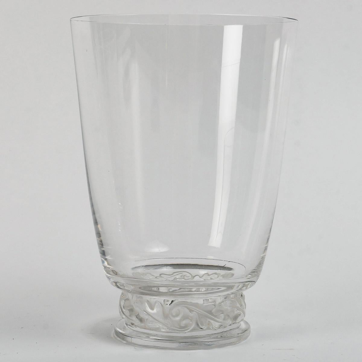 Art Deco 1950 Marc Lalique - Tablewares Saint Hubert Crystal Glasses Tumblers Goblets For Sale