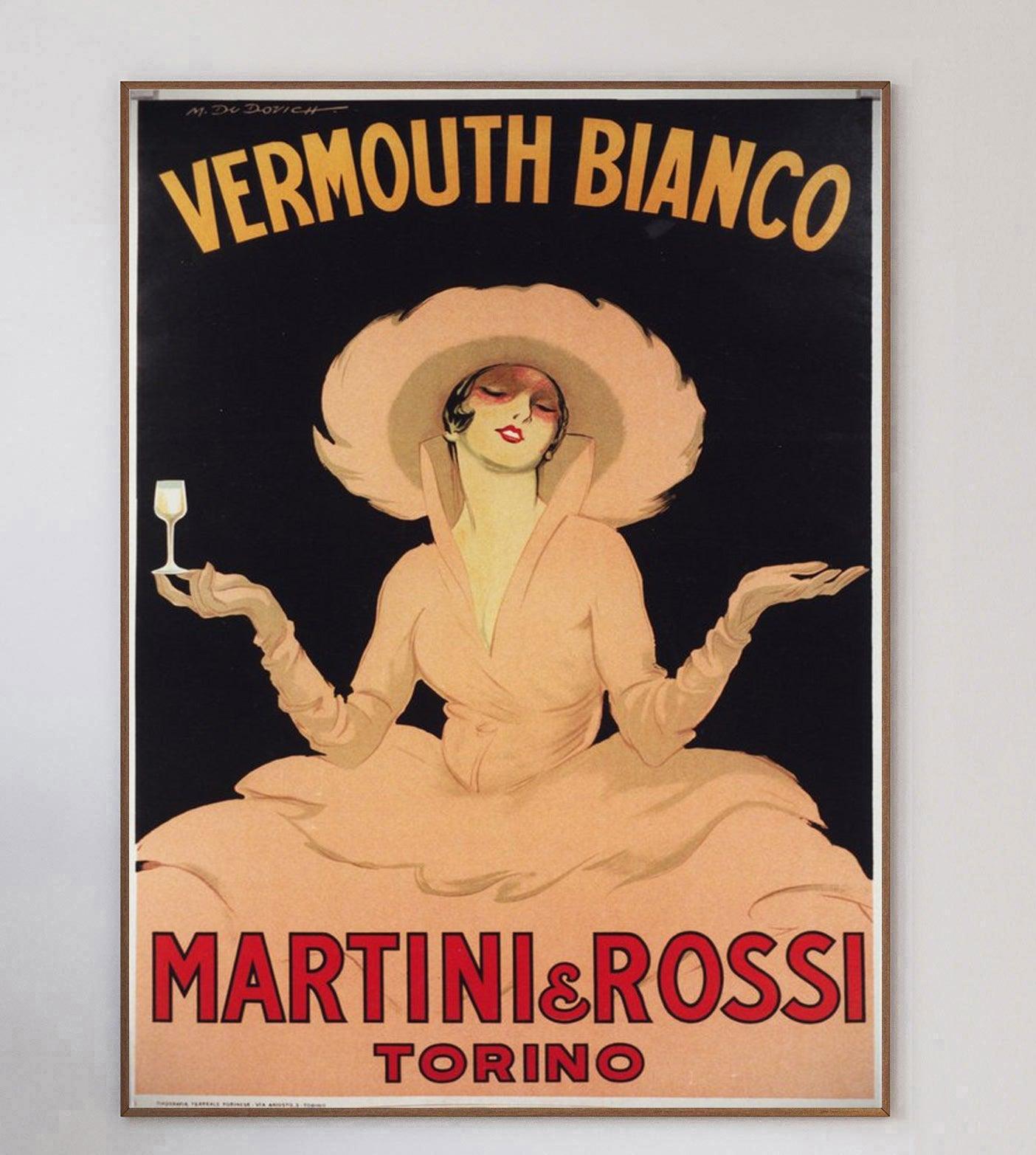Né au milieu du XIXe siècle en Italie, Martini & Rosso est devenu une marque de boisson multinationale. Cette magnifique affiche a été créée dans les années 1930 et a connu un tel succès qu'elle était encore diffusée dans les années 1960 et qu'elle