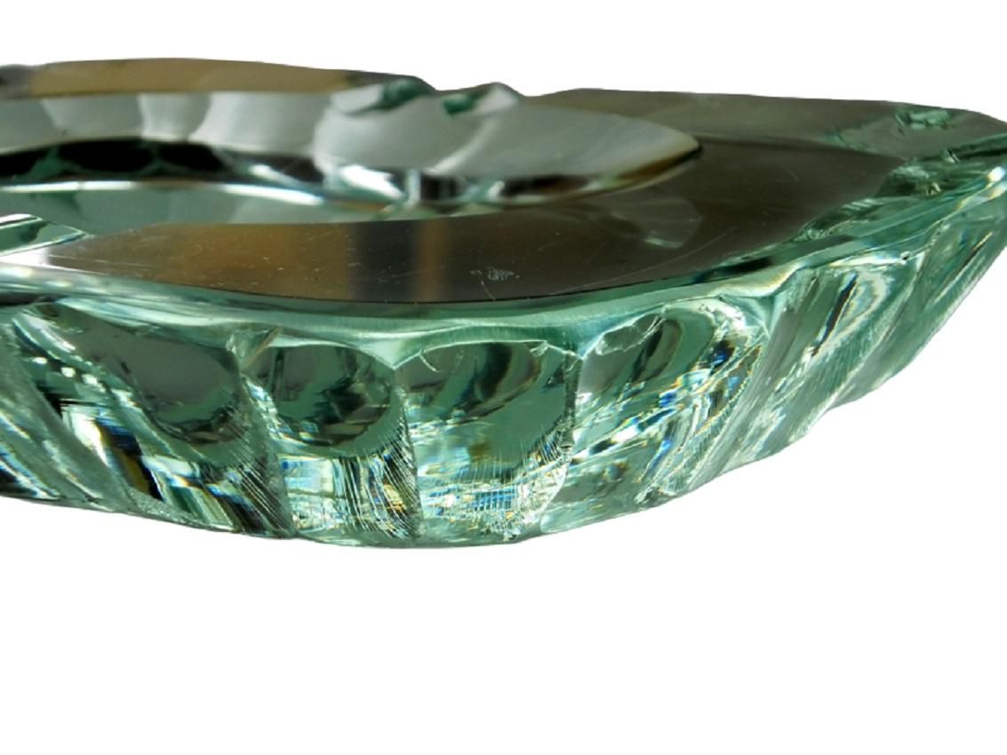 Italian 1950 Max Ingrand Fontana Arte Design Italy Crystal Ashtray in vendita