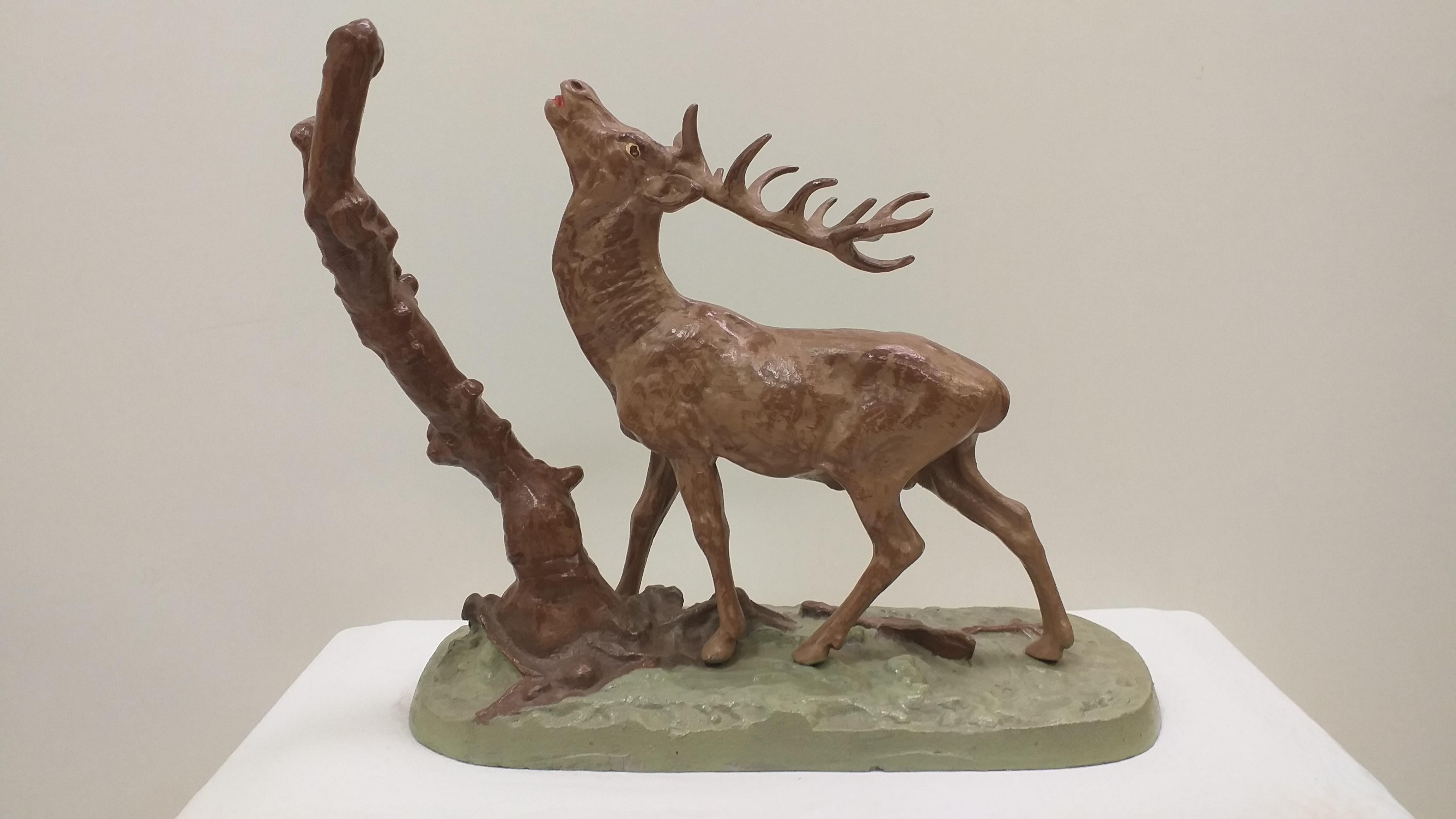 Mid-Century Modern 1950 Metal deer sculpture, Czechoslovakia For Sale
