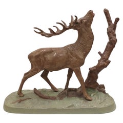 Vintage 1950 Metal deer sculpture, Czechoslovakia