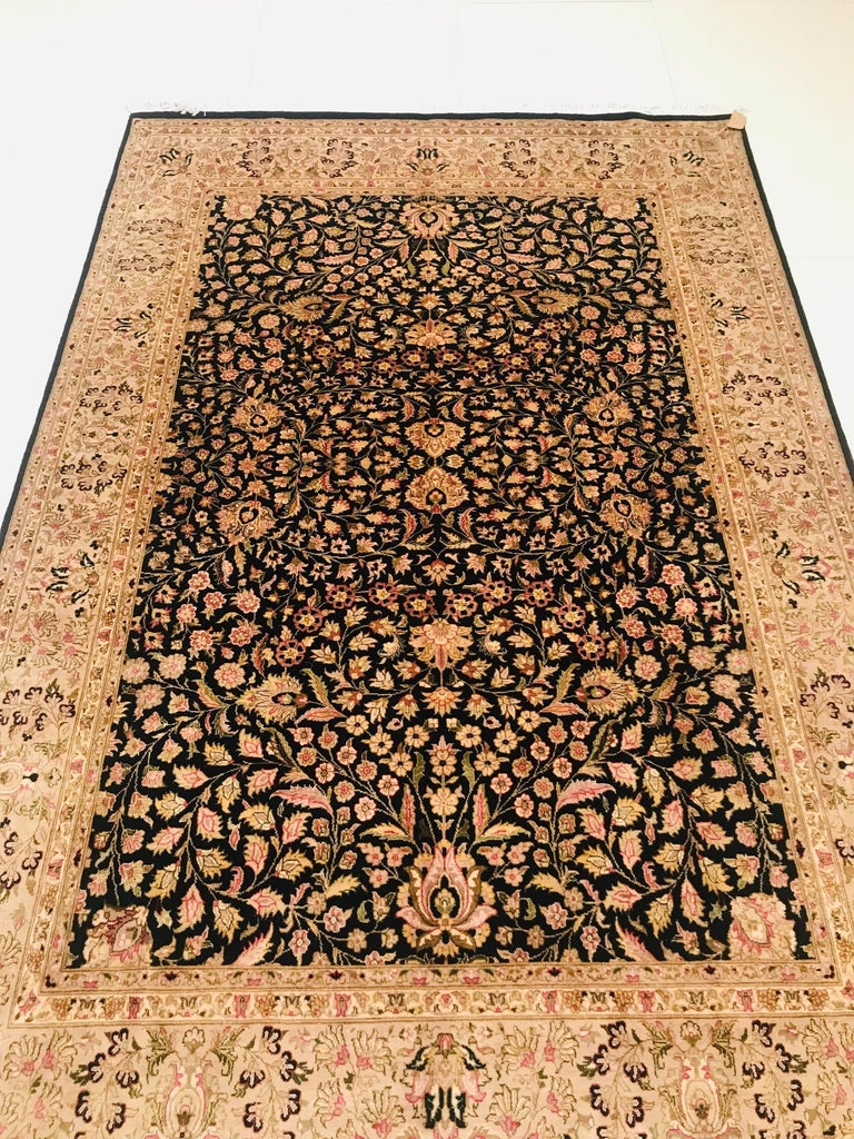 1950 Midcentury Indian Kashmir Rug Hand Knotted in Wool For Sale at 1stdibs