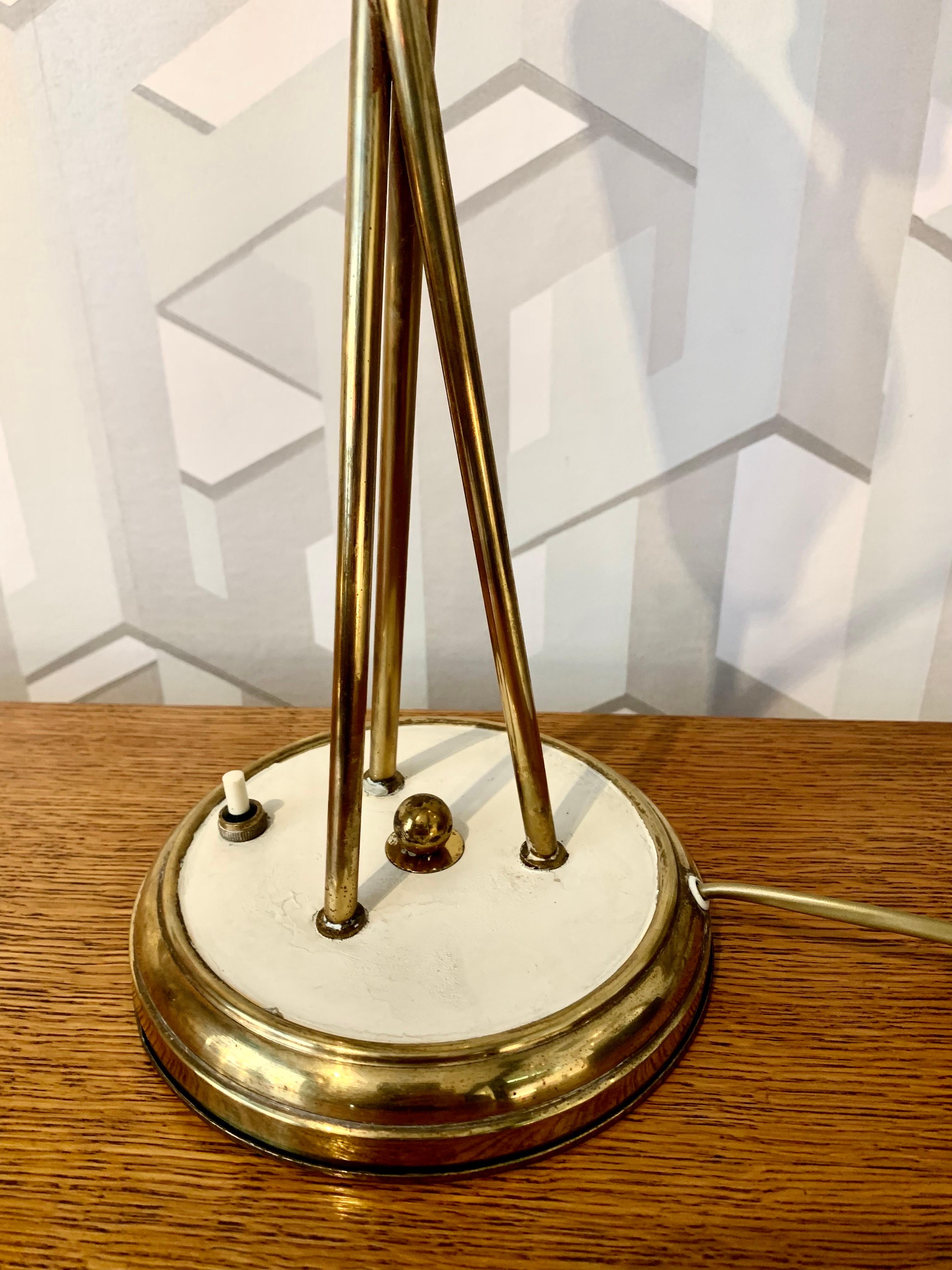 1950 Mid Century Mathieu Mategot Perforated Metal and Brass Table Lamp For Sale 3