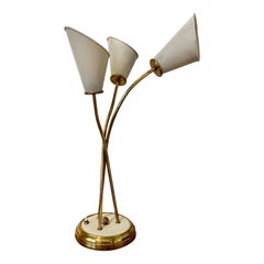 1950 Mid Century Mathieu Mategot Perforated Metal and Brass Table Lamp