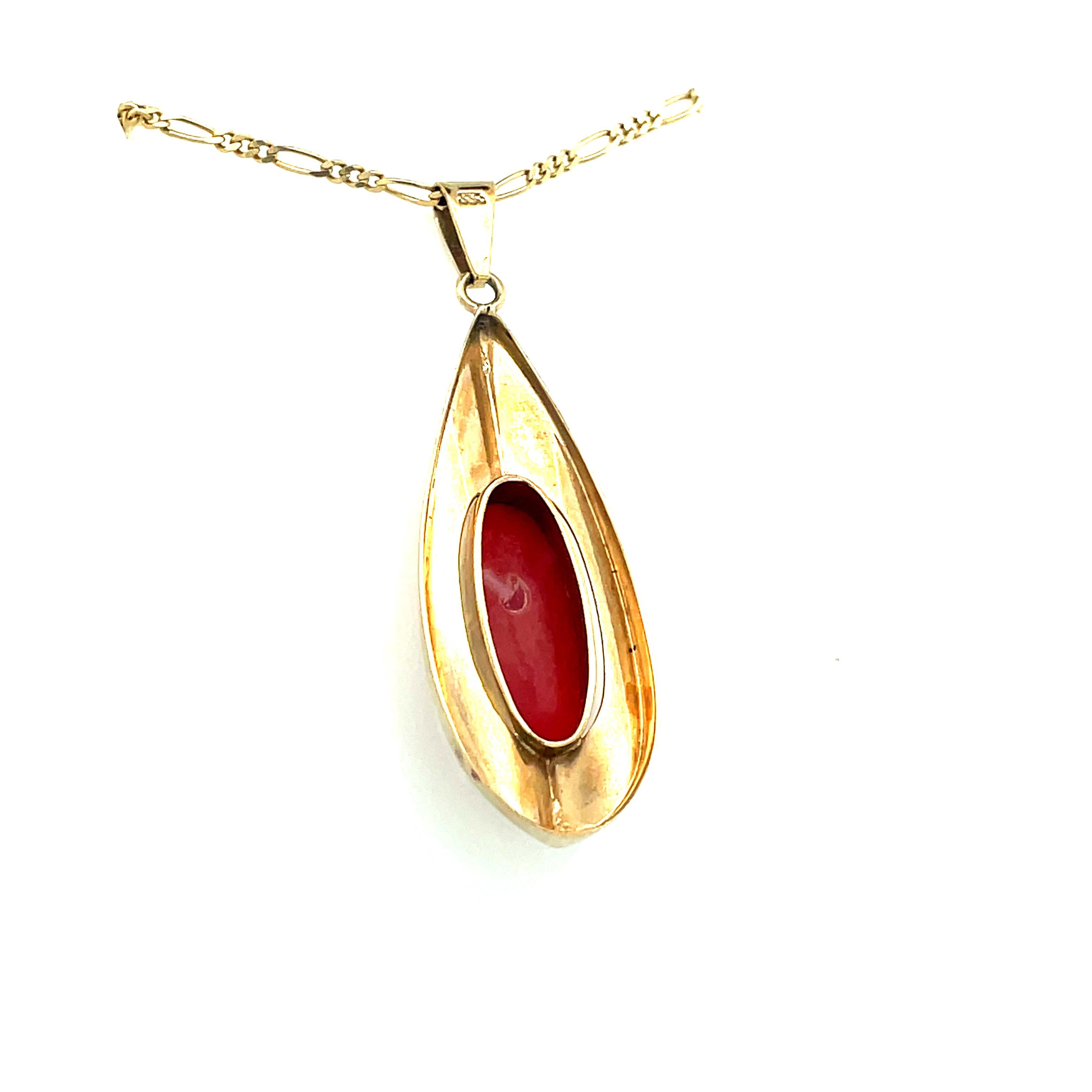 Women's 1950 Mid-Century Un-Dyed Intense Red Coral Pendant 
