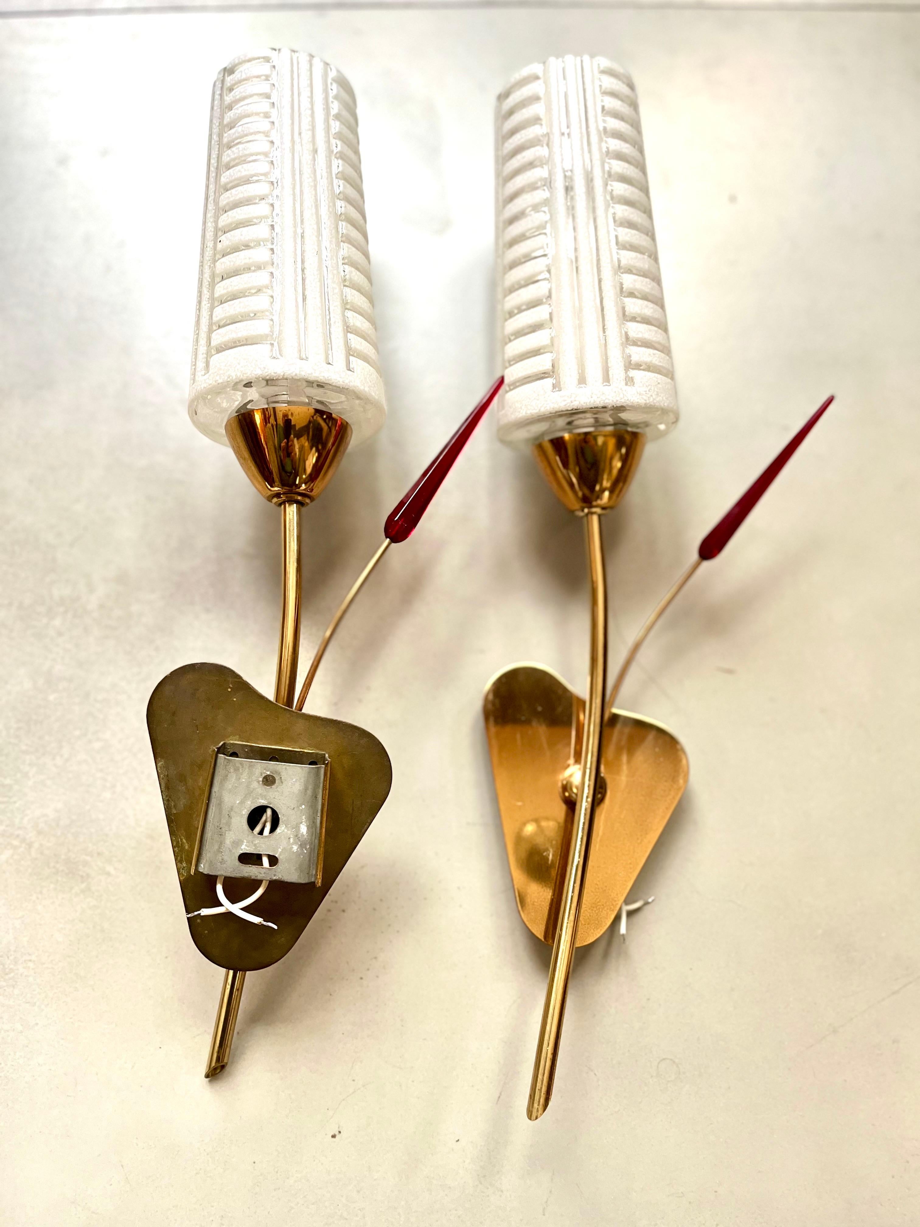1950 Mid Modern Century Pair Wall Sconces von Maison Arlus im Angebot 3