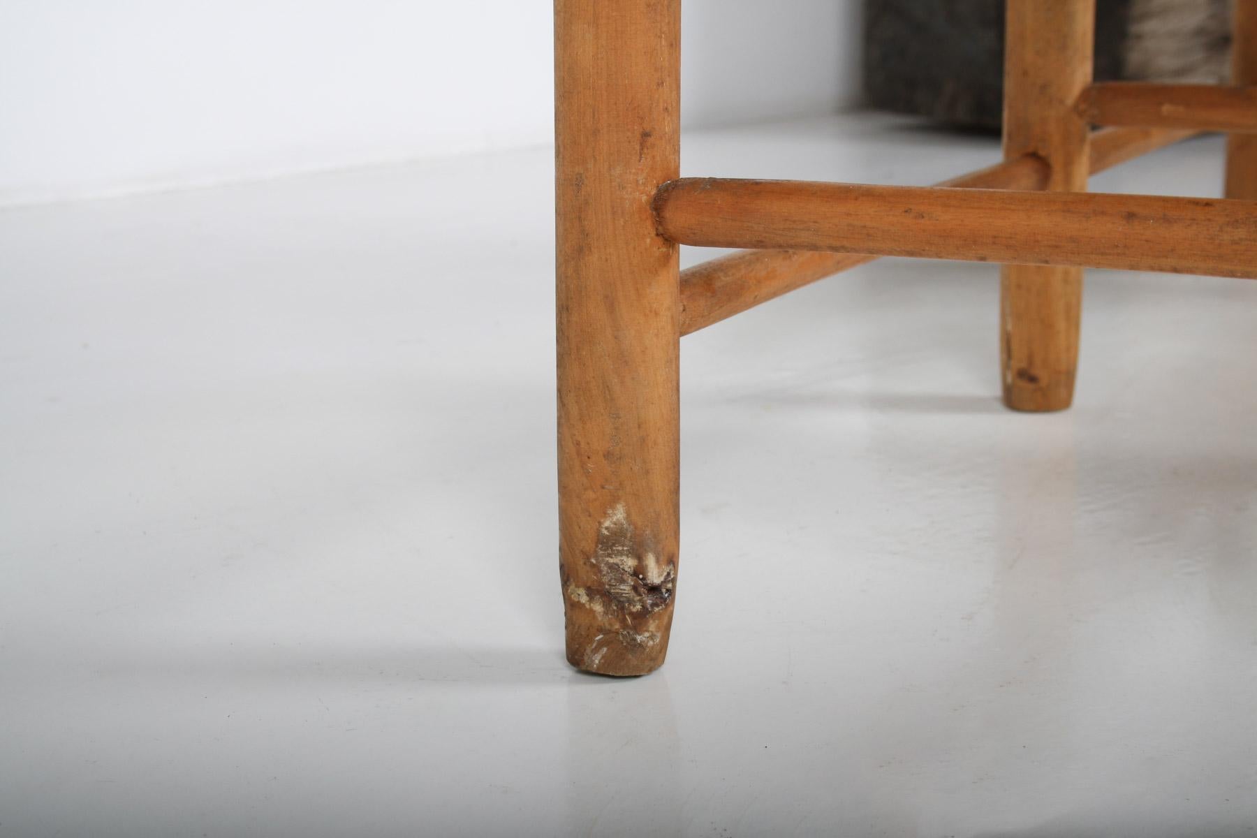 1950 MidCentury French Straw Woven Bench Seat in the Style of Charlotte Perriand 10