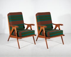 1950 Midcentury Modern Rob Parry Satz von zwei Teakholz Lounge Stühle
