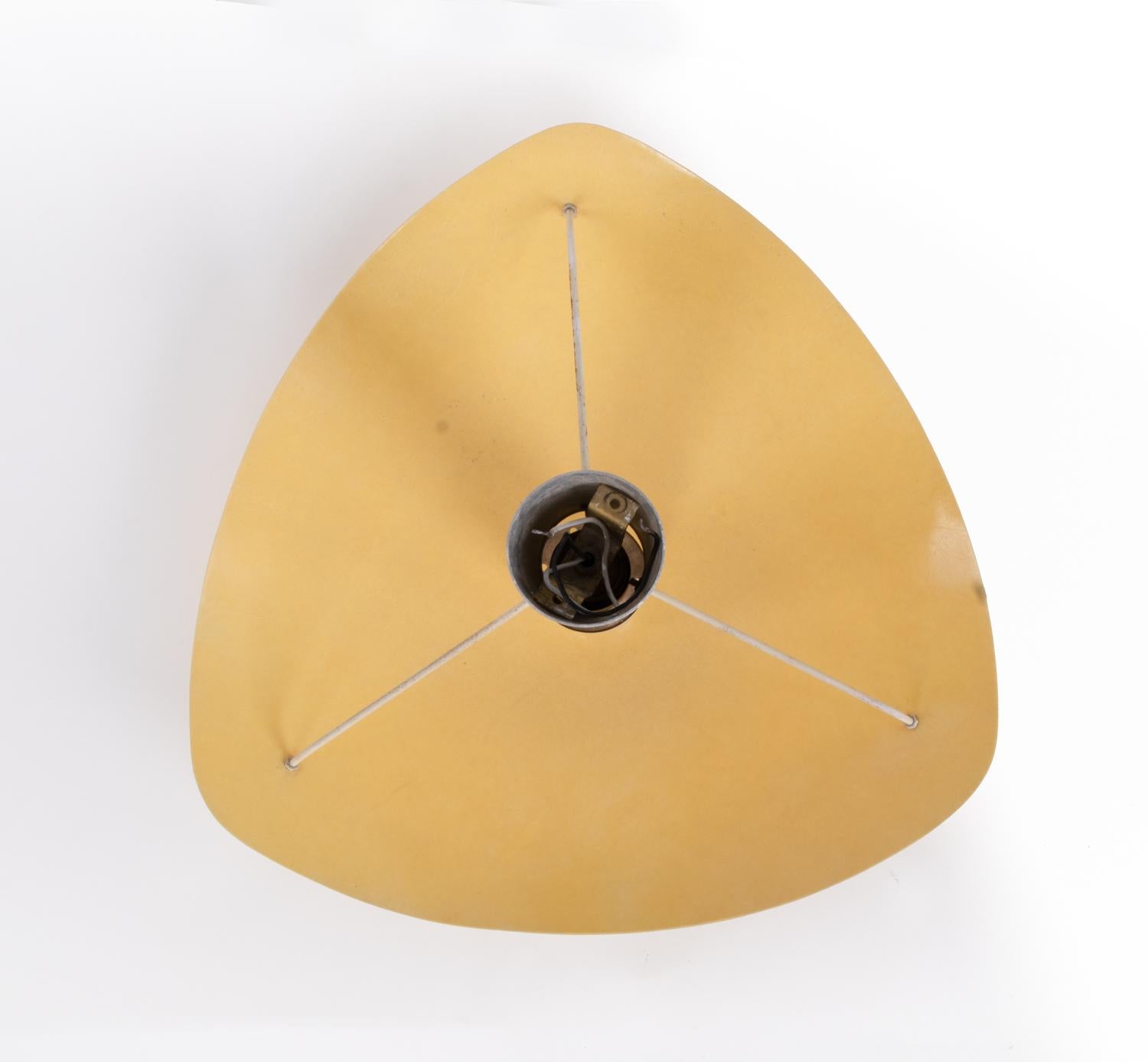 Mid-20th Century 1950, Mid Century Flush Mount 'Flying Saucer' Yellow Fiberglass & Brass For Sale