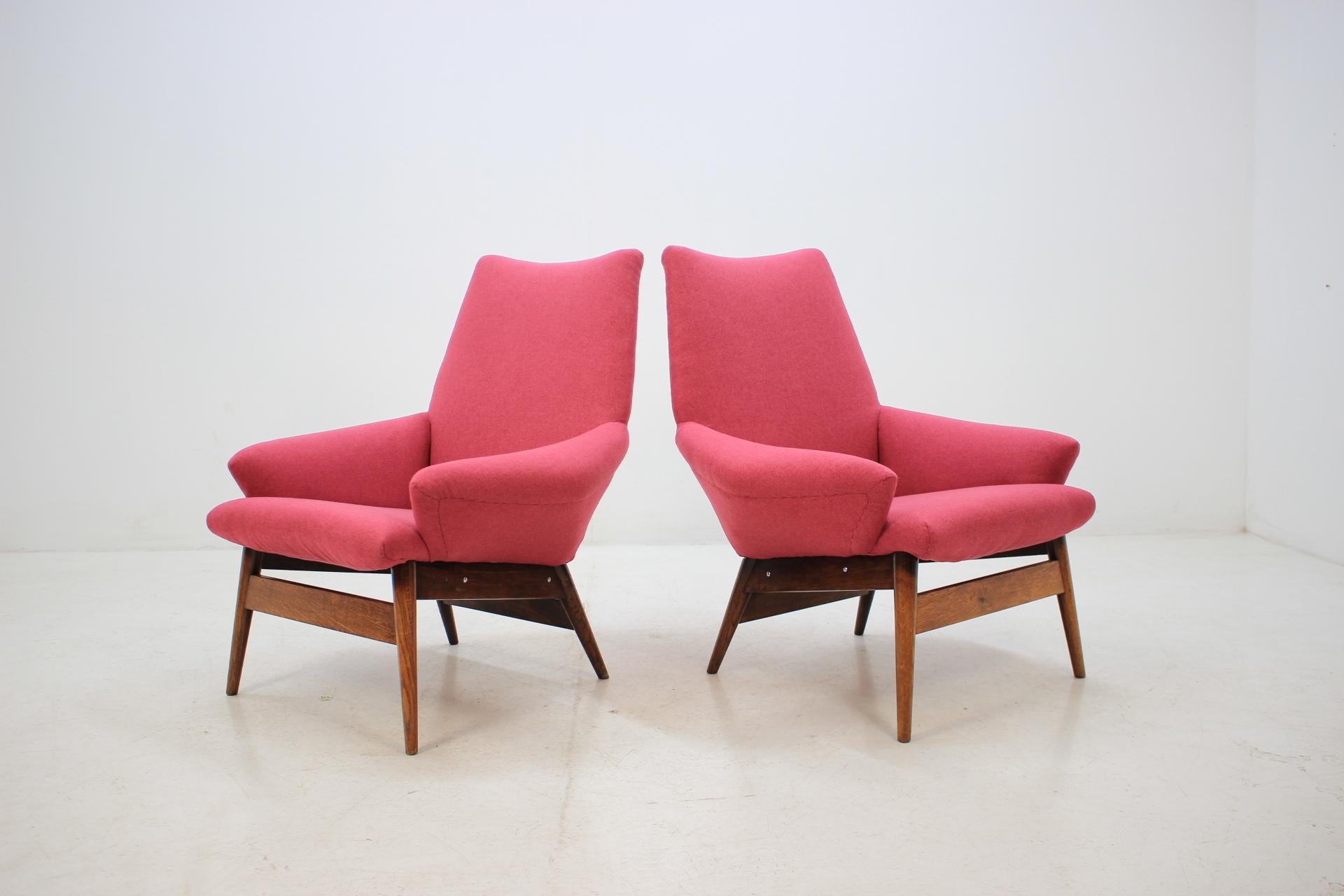 Czech 1950 Miroslav Navratil Lounge Chair, Set of 2