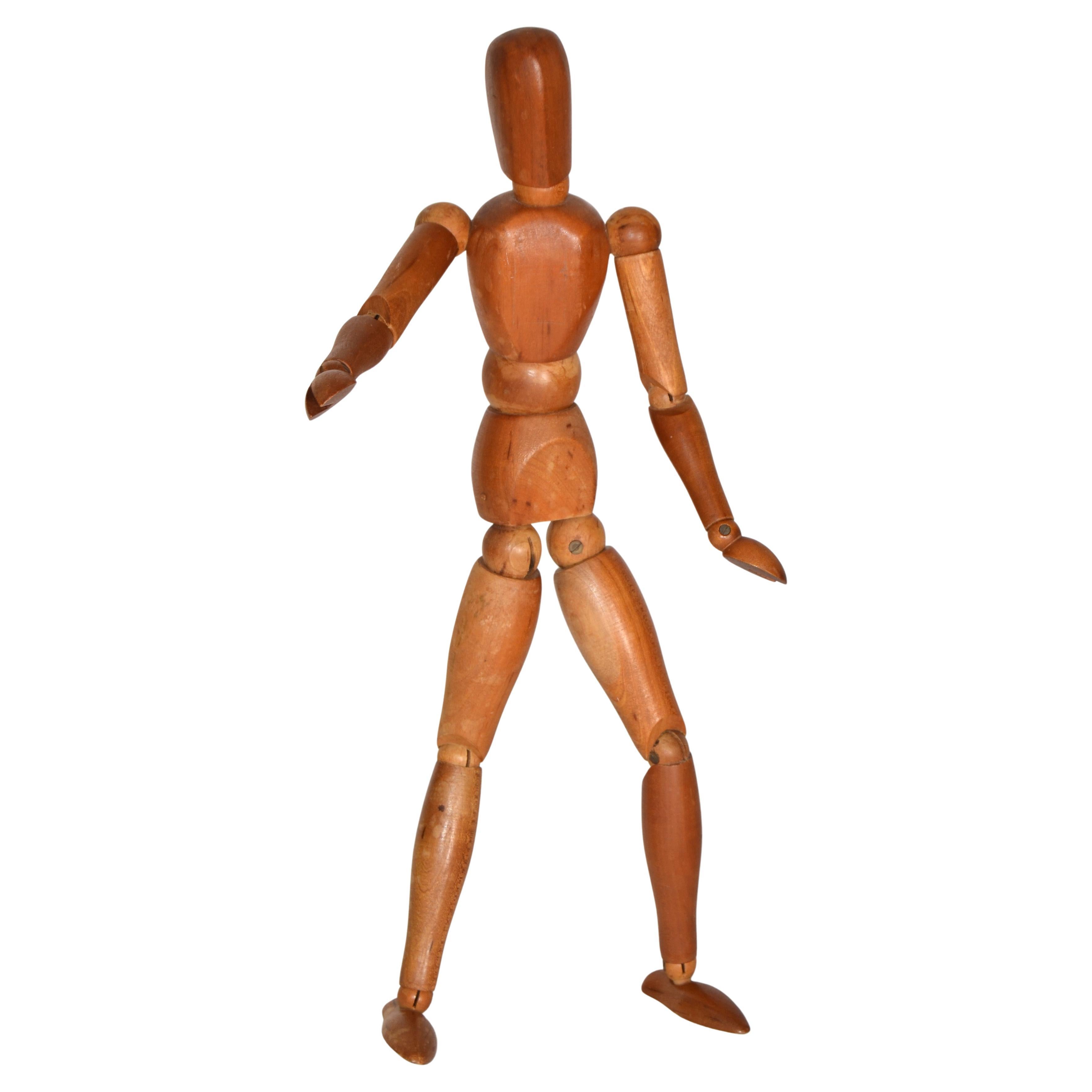 1950 Morilla Maniquette Japon Grand Mannequin en bois sculpté et articulé