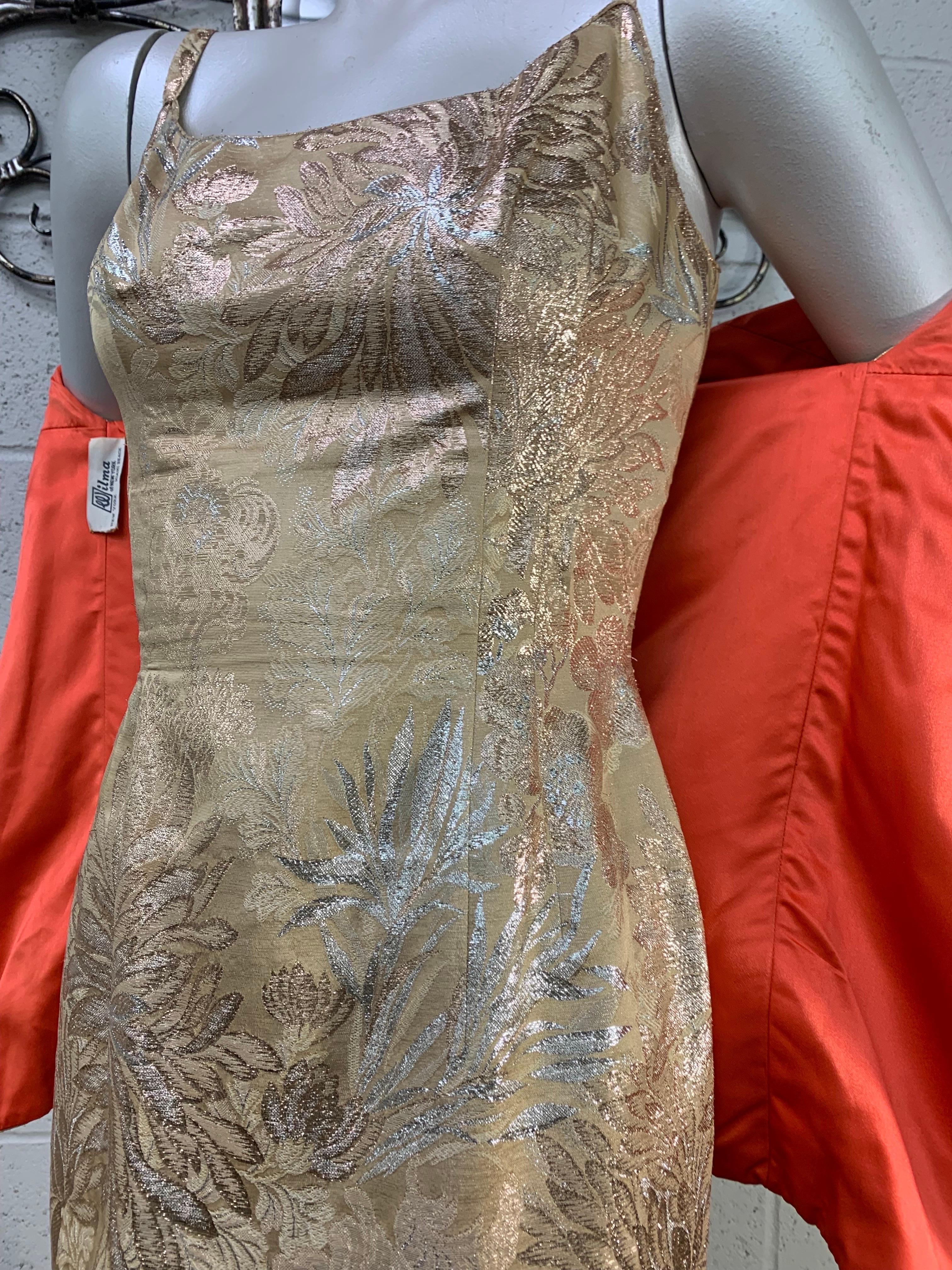 1950 Mr. Blackwell Gold Brocade Fishtail Gown & Beaded Evening Vest Ensemble 3