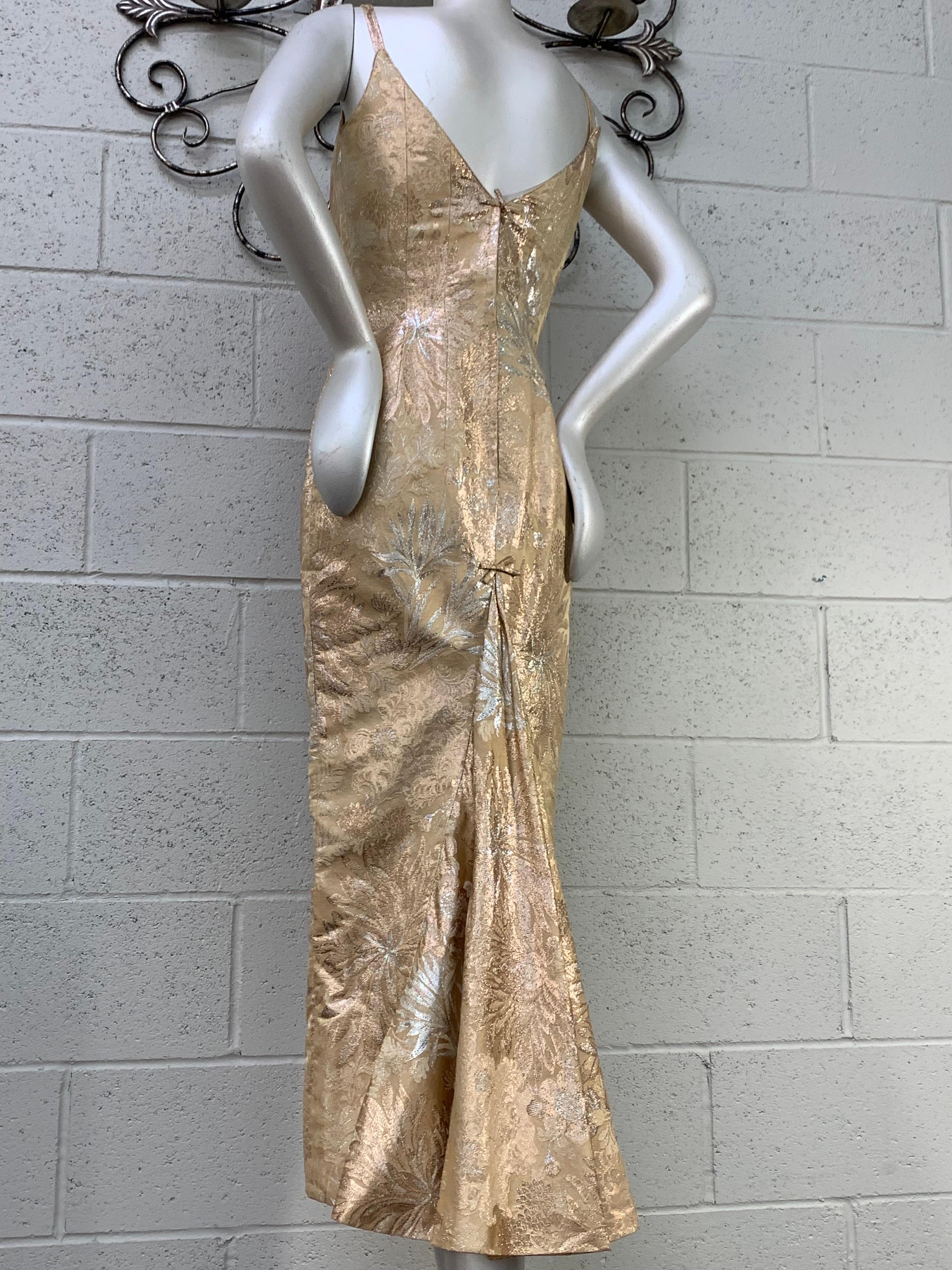 1950 Mr. Blackwell Gold Brocade Fishtail Gown & Beaded Evening Vest Ensemble 7