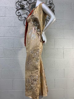 1950 Mr. Blackwell Gold Brocade Fishtail Gown & Beaded Evening Vest Ensemble