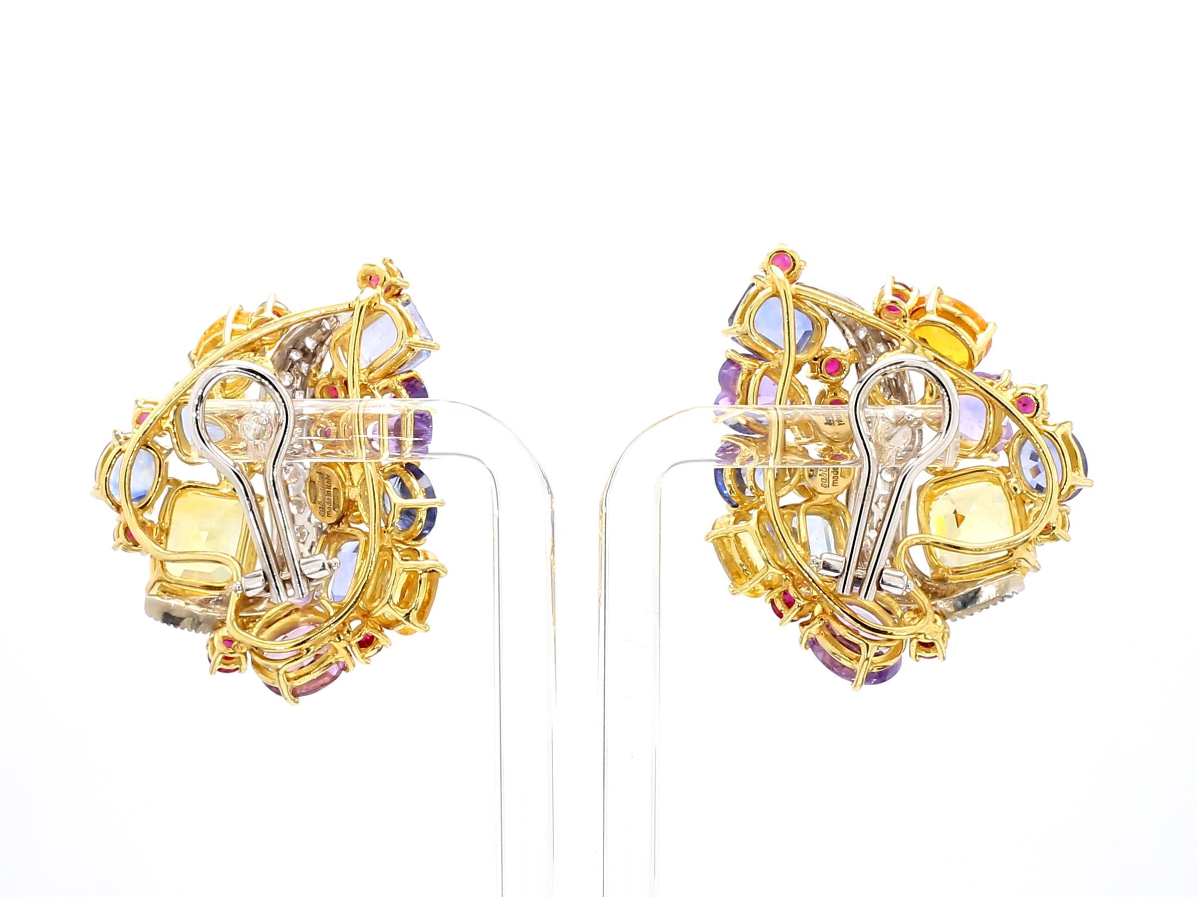 Modern 1950 Multicolored Sapphire Earing Sabaddini 50 Carat of Natural Sapphire For Sale