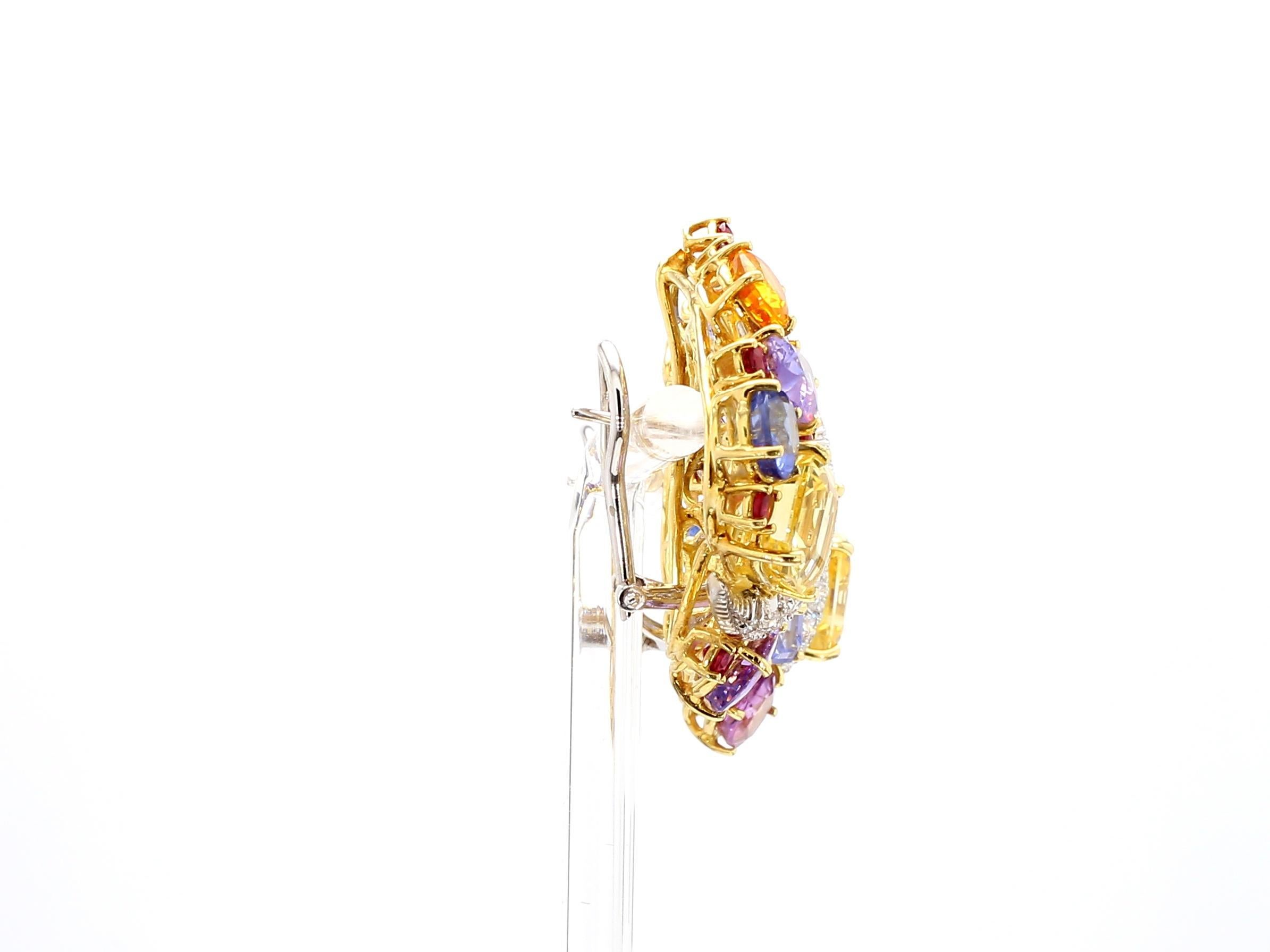 1950 Multicolored Sapphire Earing Sabaddini 50 Carat of Natural Sapphire In Good Condition For Sale In New York, NY
