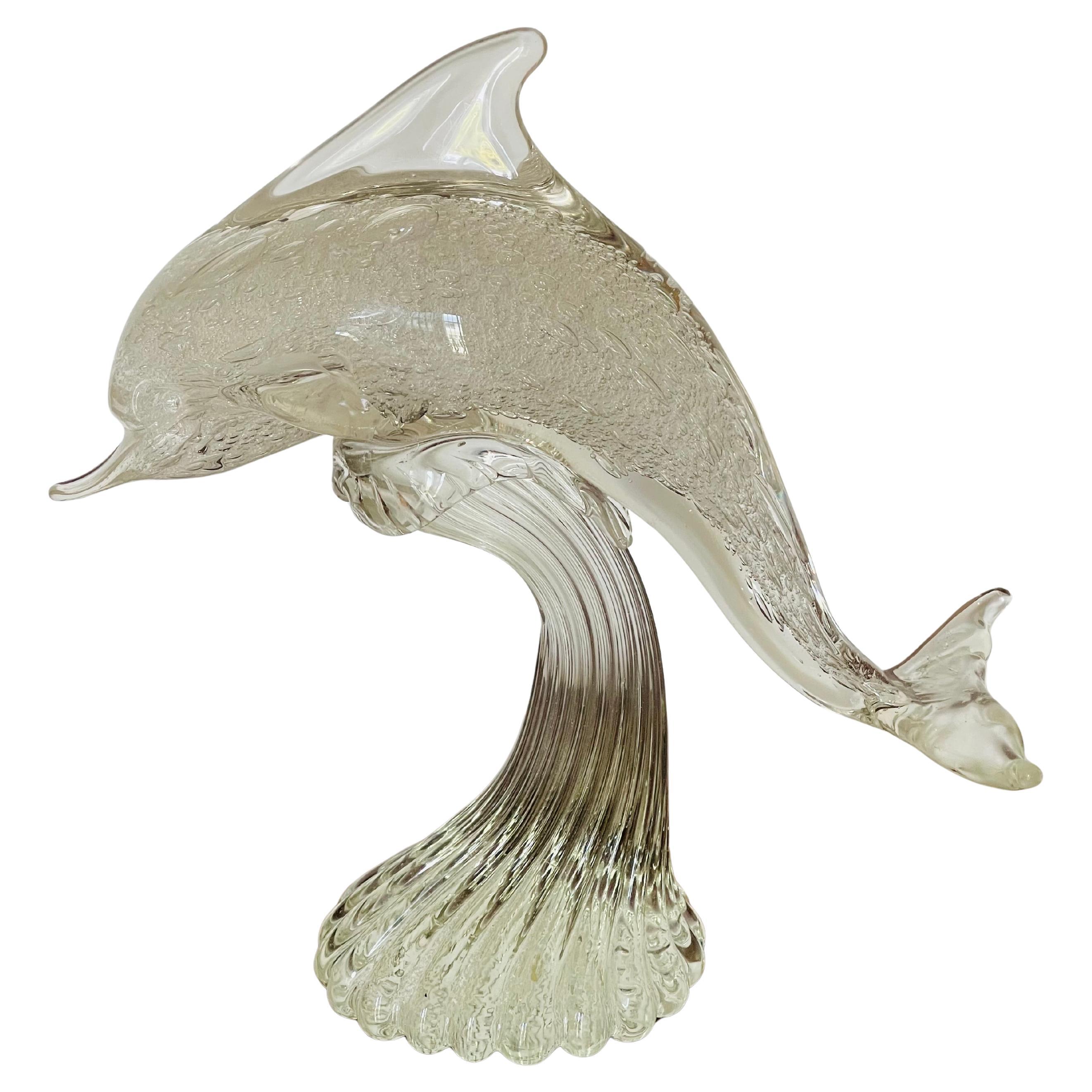 Scultura di delfino in vetro di Murano del 1950