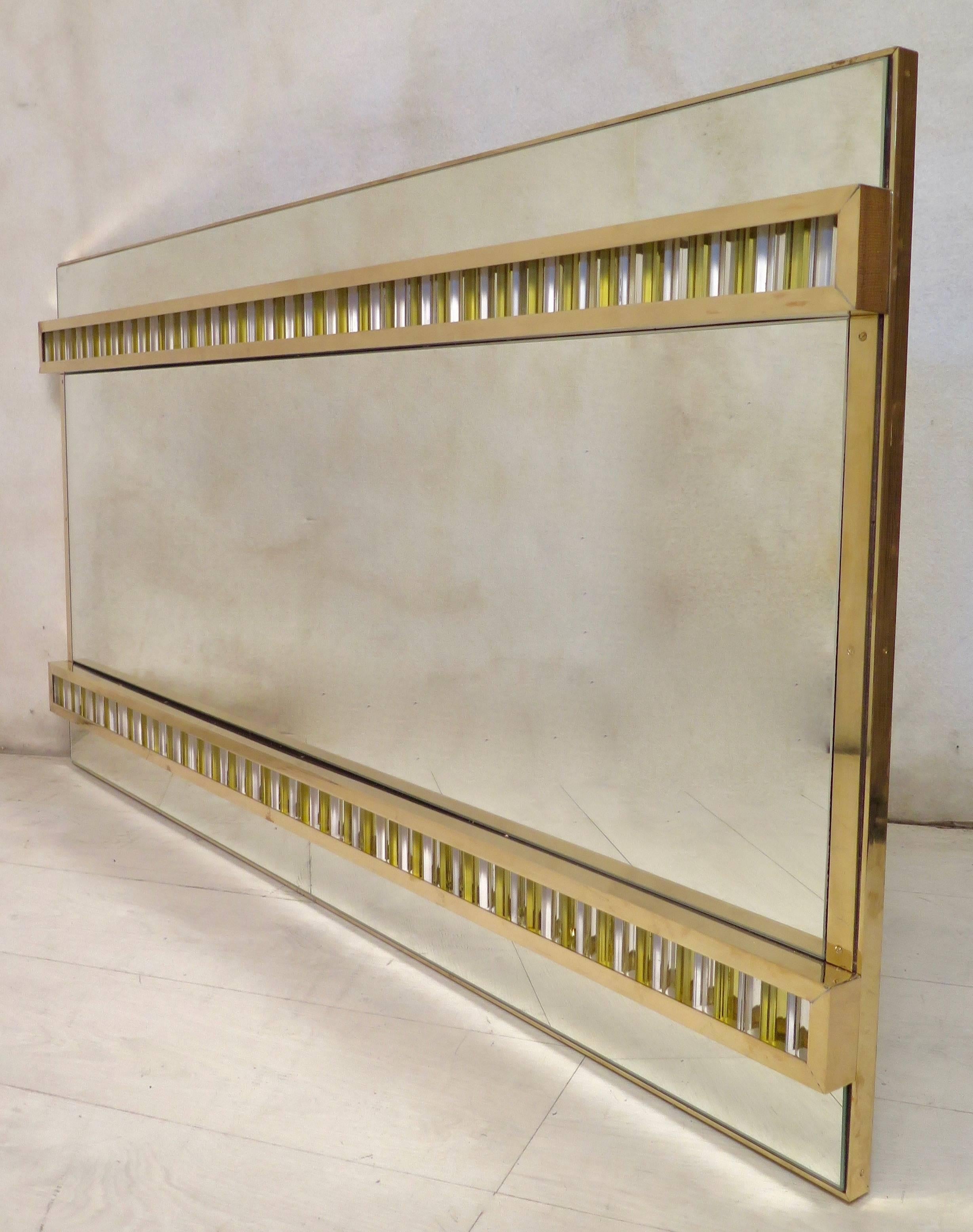 Murano Midcentury Brass and Glass Wall Mirror, 1950 4