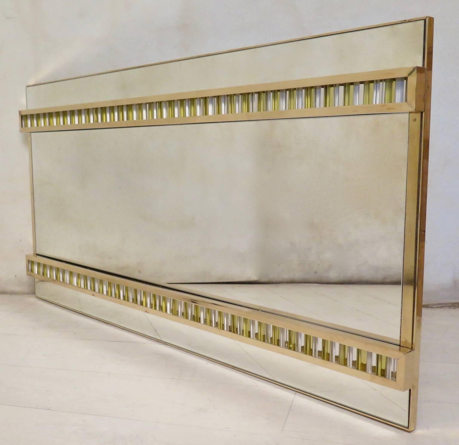 Murano Midcentury Brass and Glass Wall Mirror, 1950 5